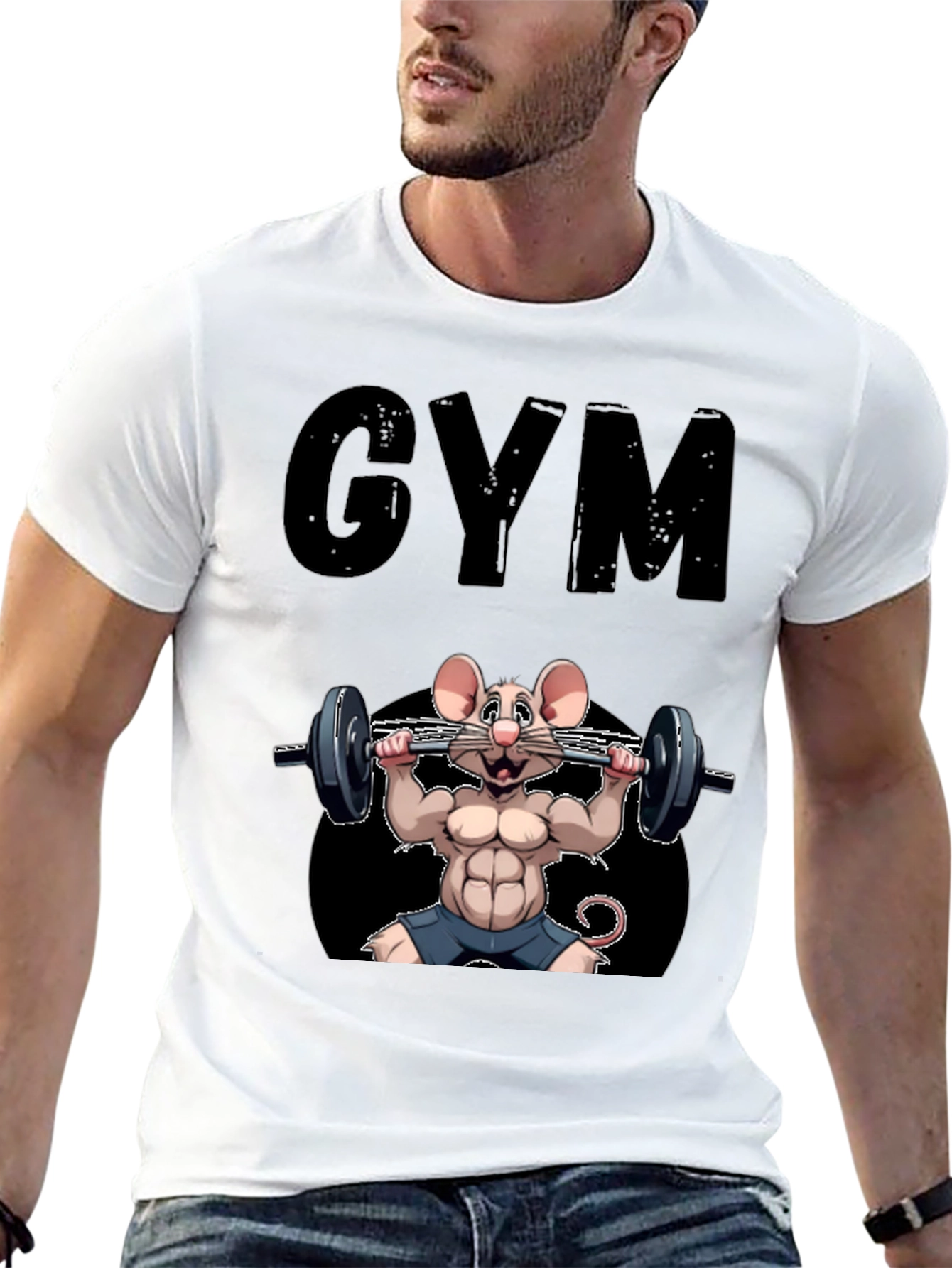 Gym Rat Mouse Graphic T-Shirt