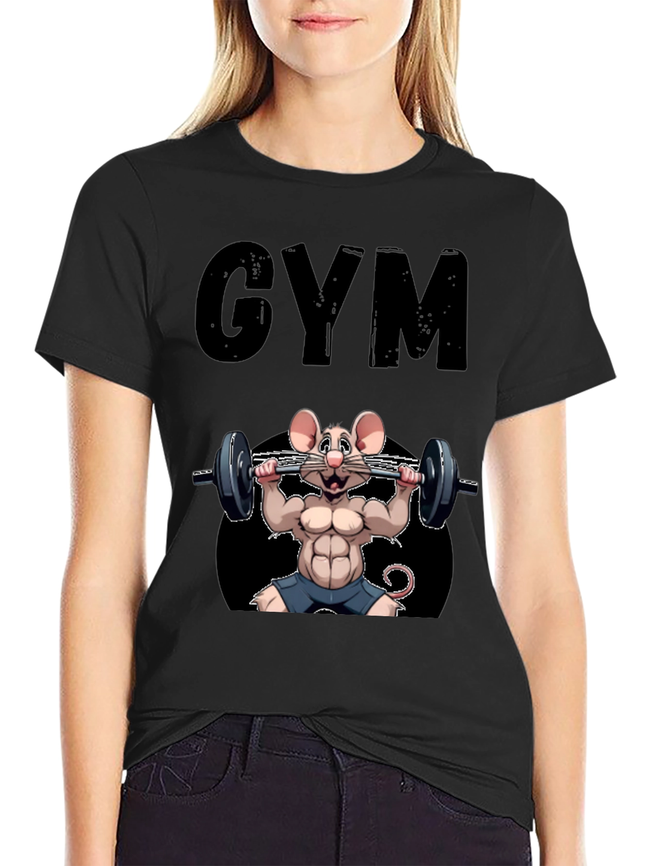 Gym Rat Mouse Graphic T-Shirt