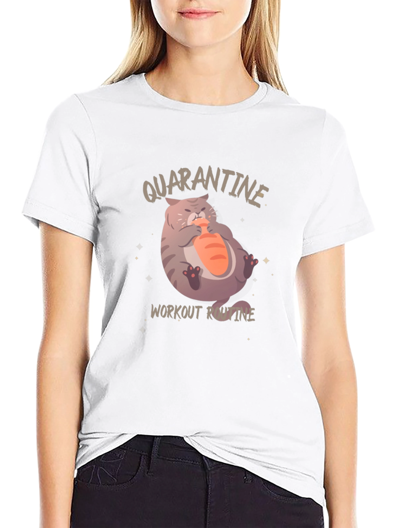 Quarantine Cat Workout T-Shirt - Funny Graphic Tee