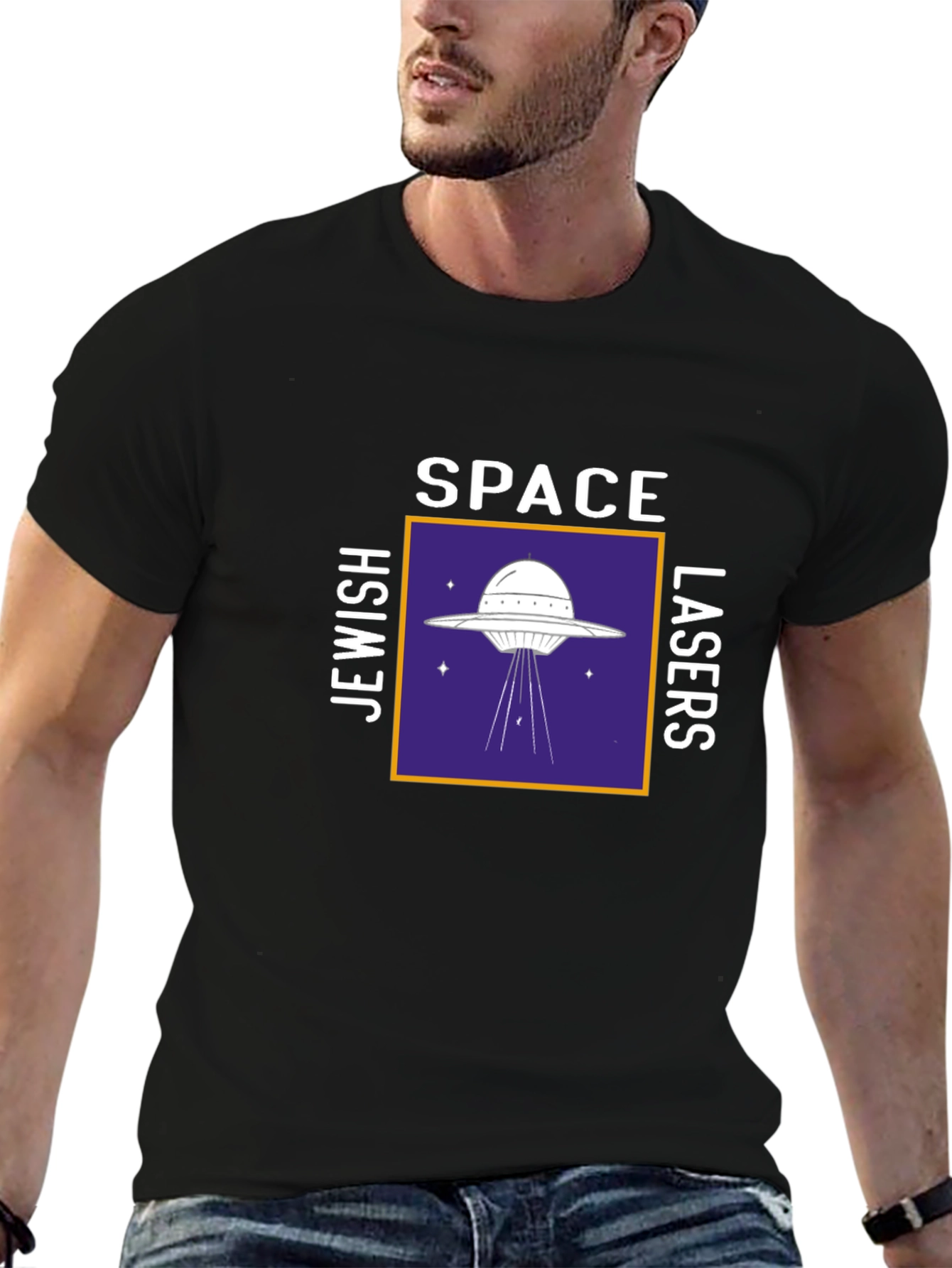 Space Jewish Lasers UFO Graphic Tee Shirt