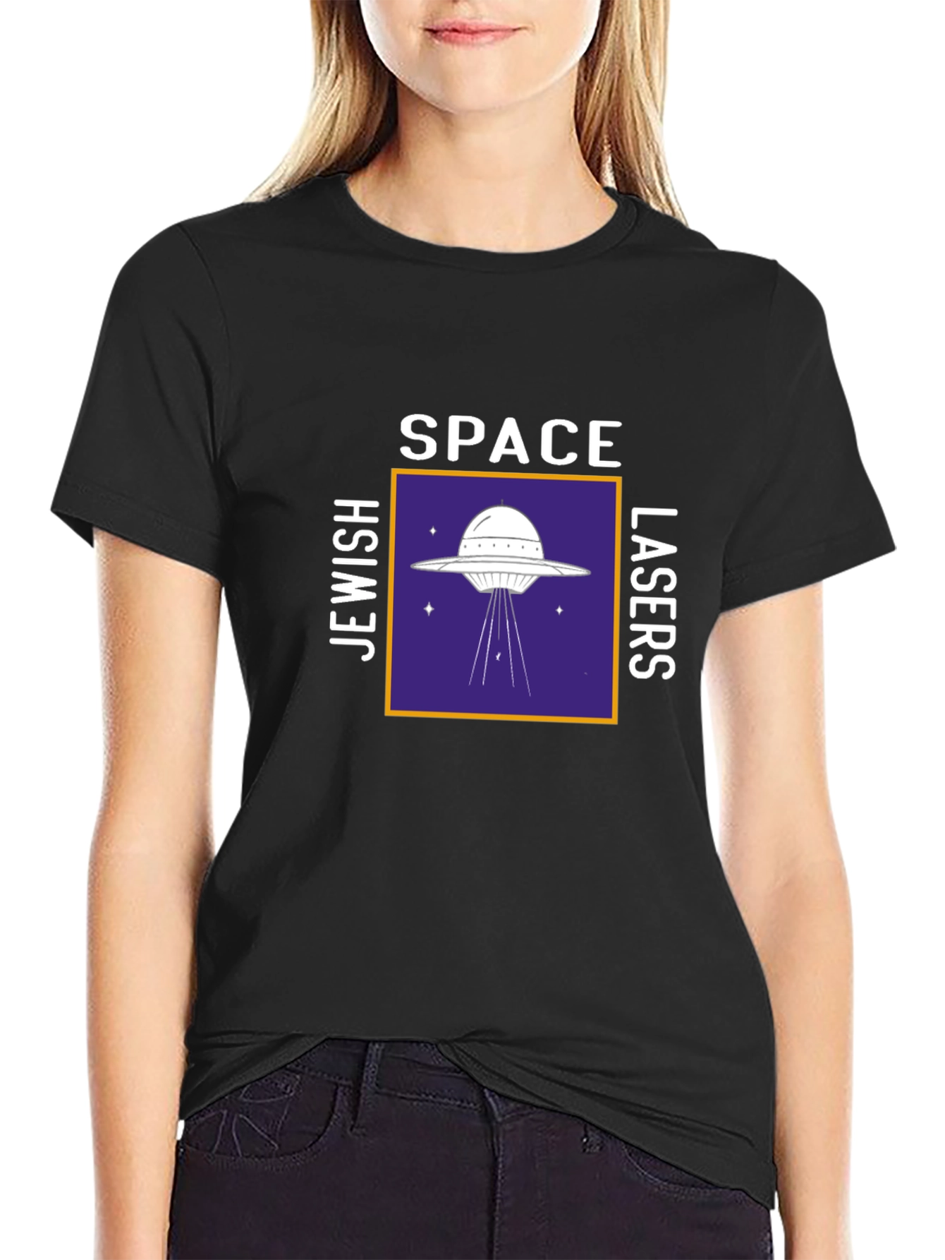 Space Jewish Lasers UFO Graphic Tee Shirt