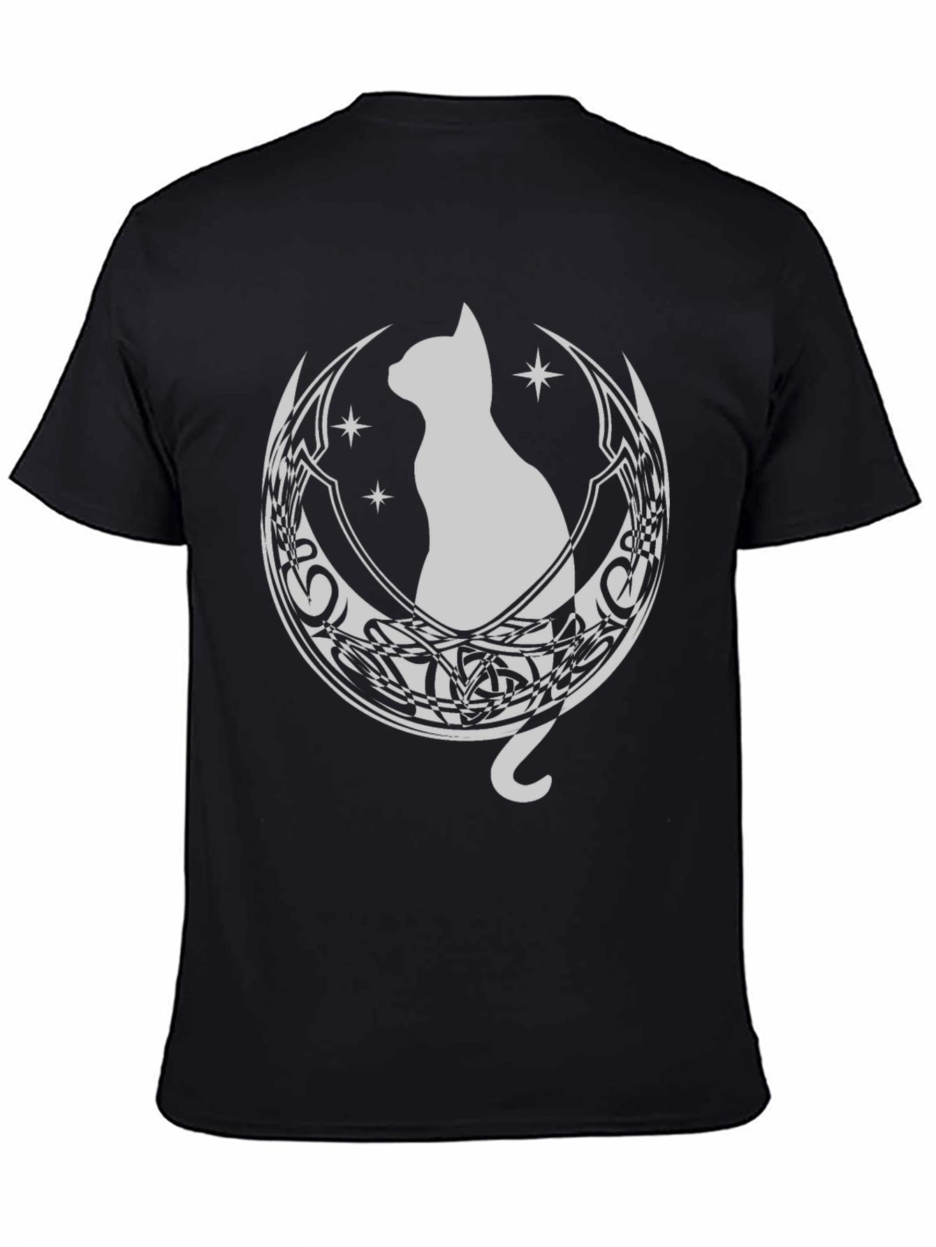Cat Moon Graphic Tee - Black