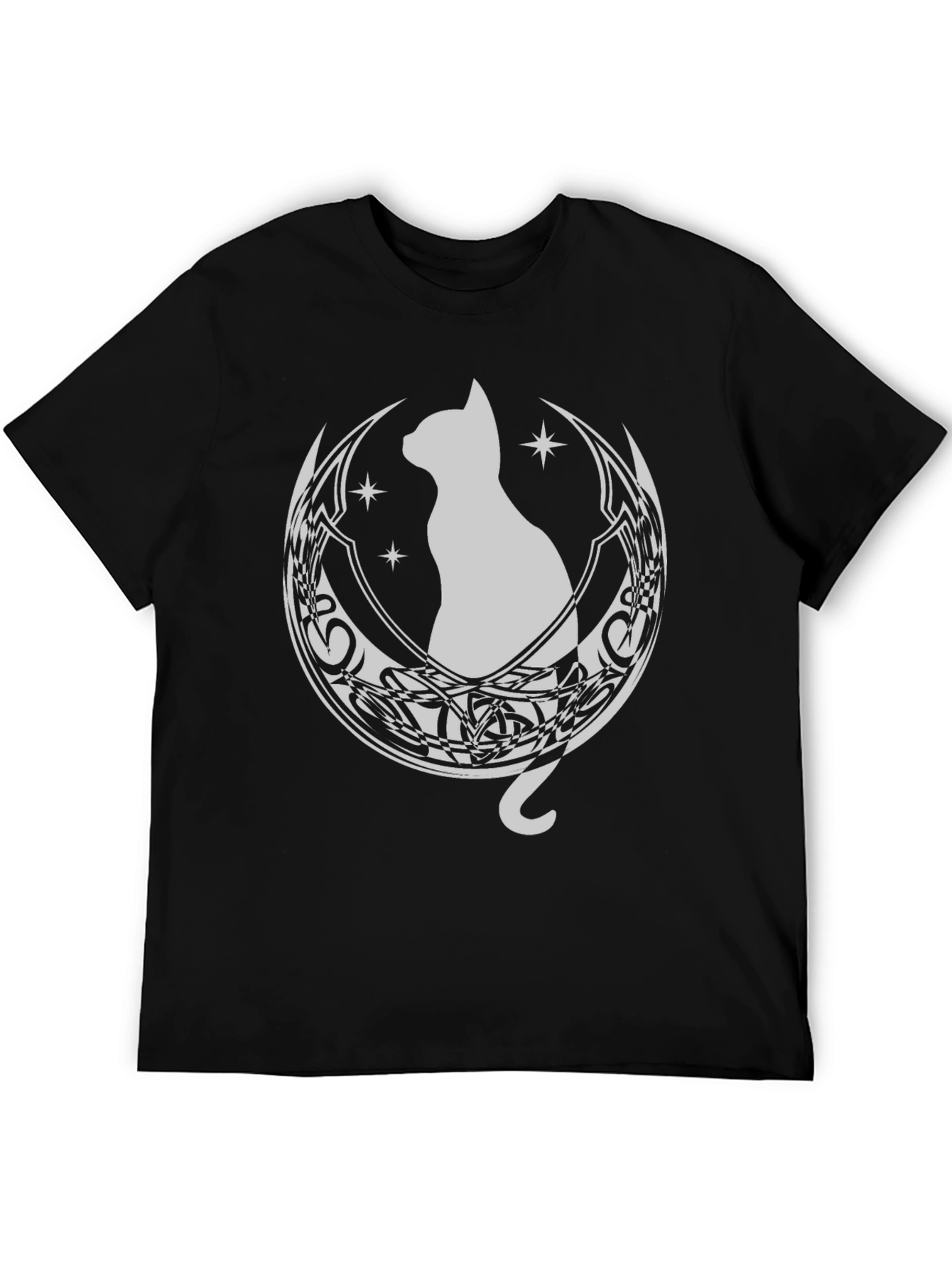 Cat Moon Graphic Tee - Black