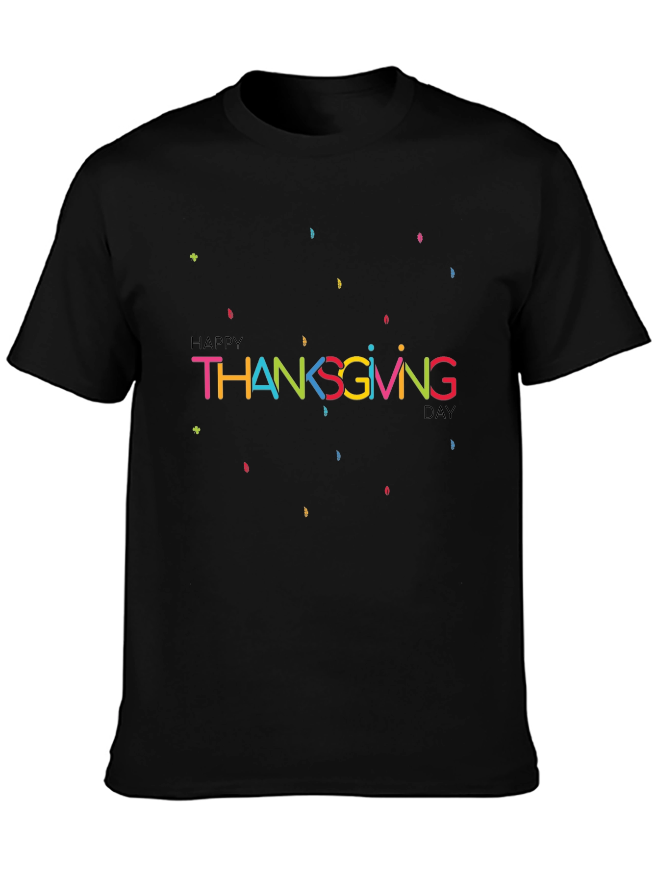 Happy Thanksgiving Day Graphic Tee - Black