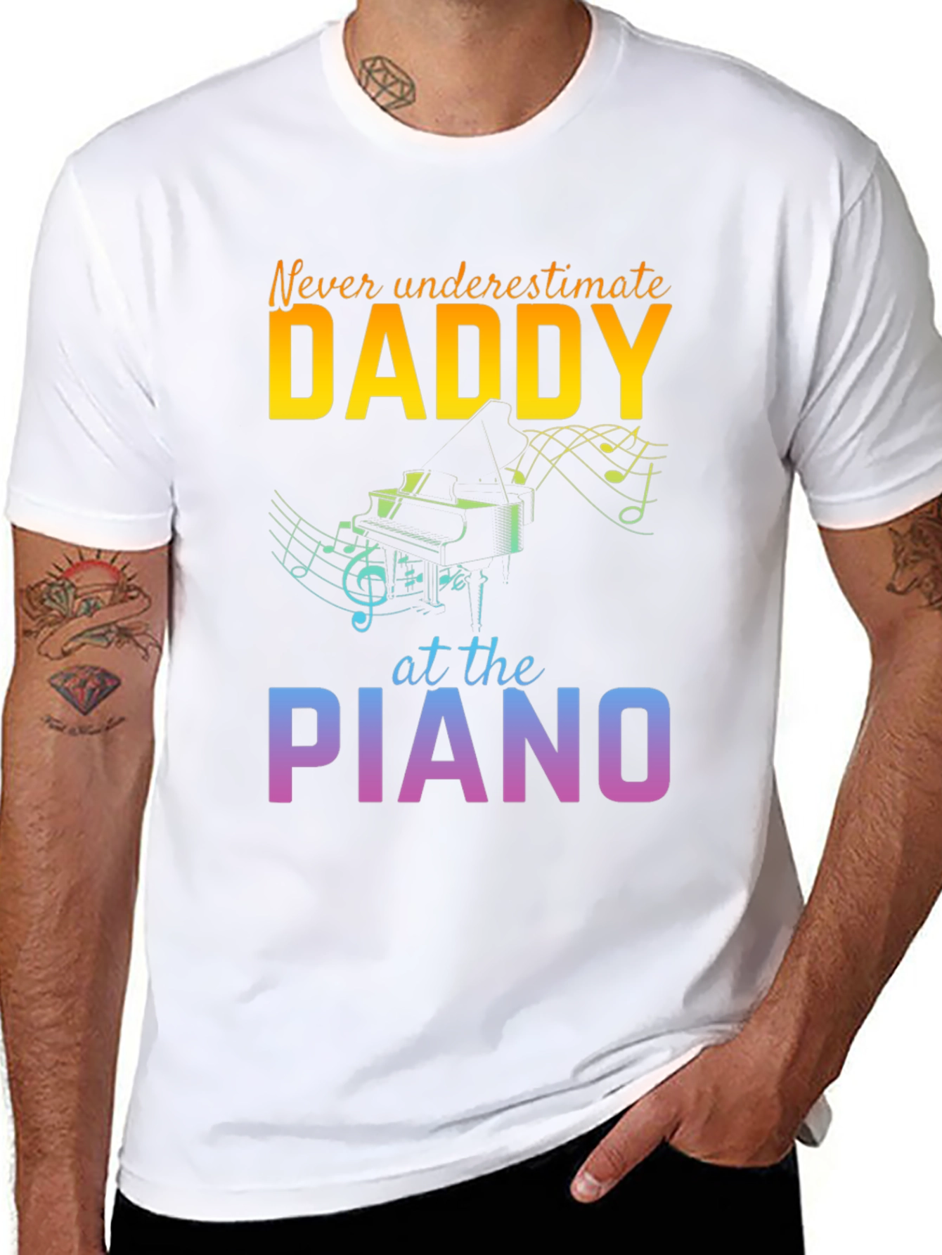 Never Underestimate Daddy Piano T-Shirt