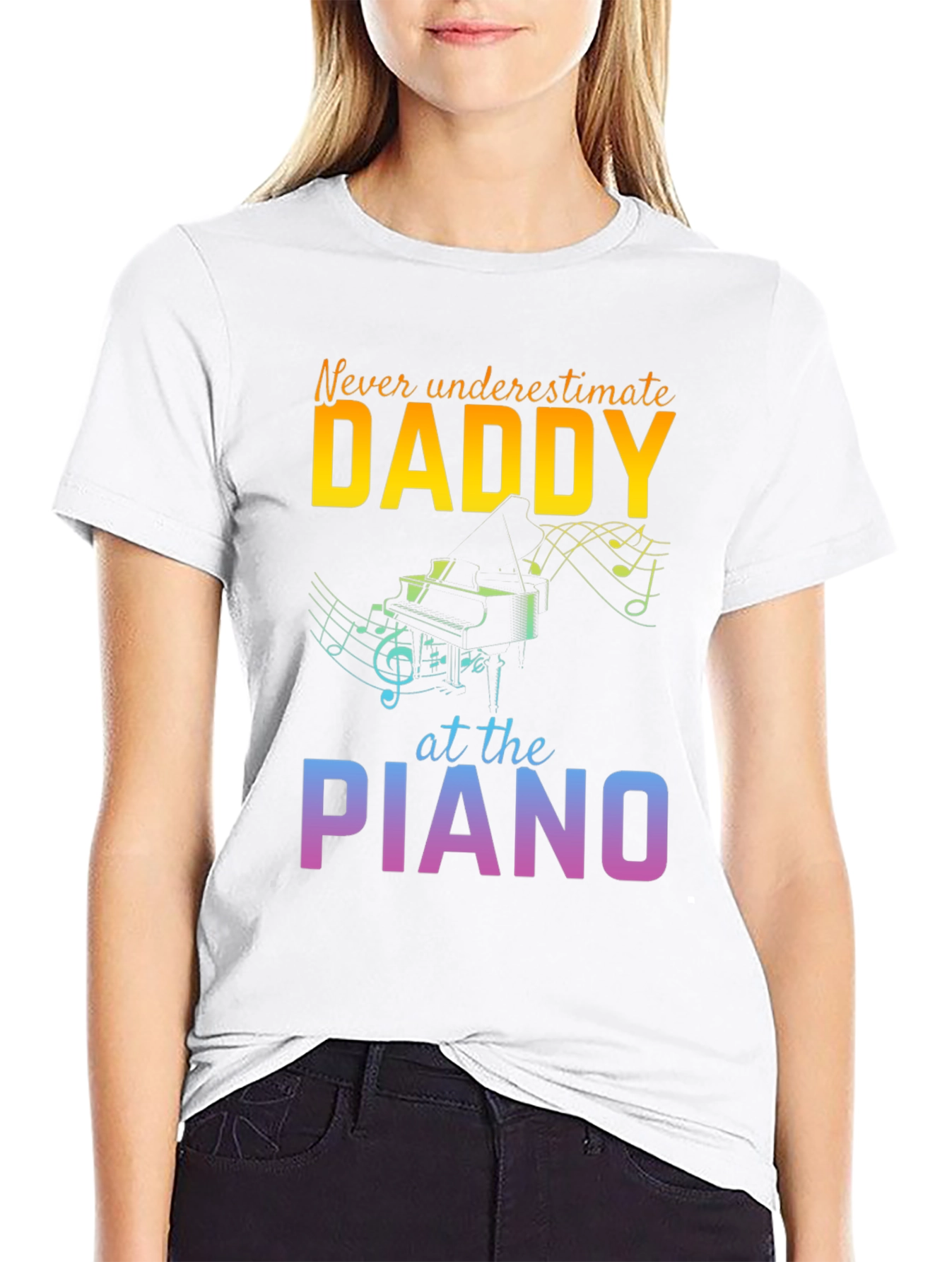 Never Underestimate Daddy Piano T-Shirt