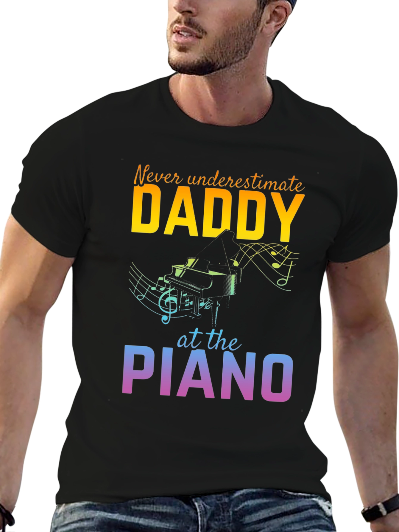 Never Underestimate Daddy Piano T-Shirt