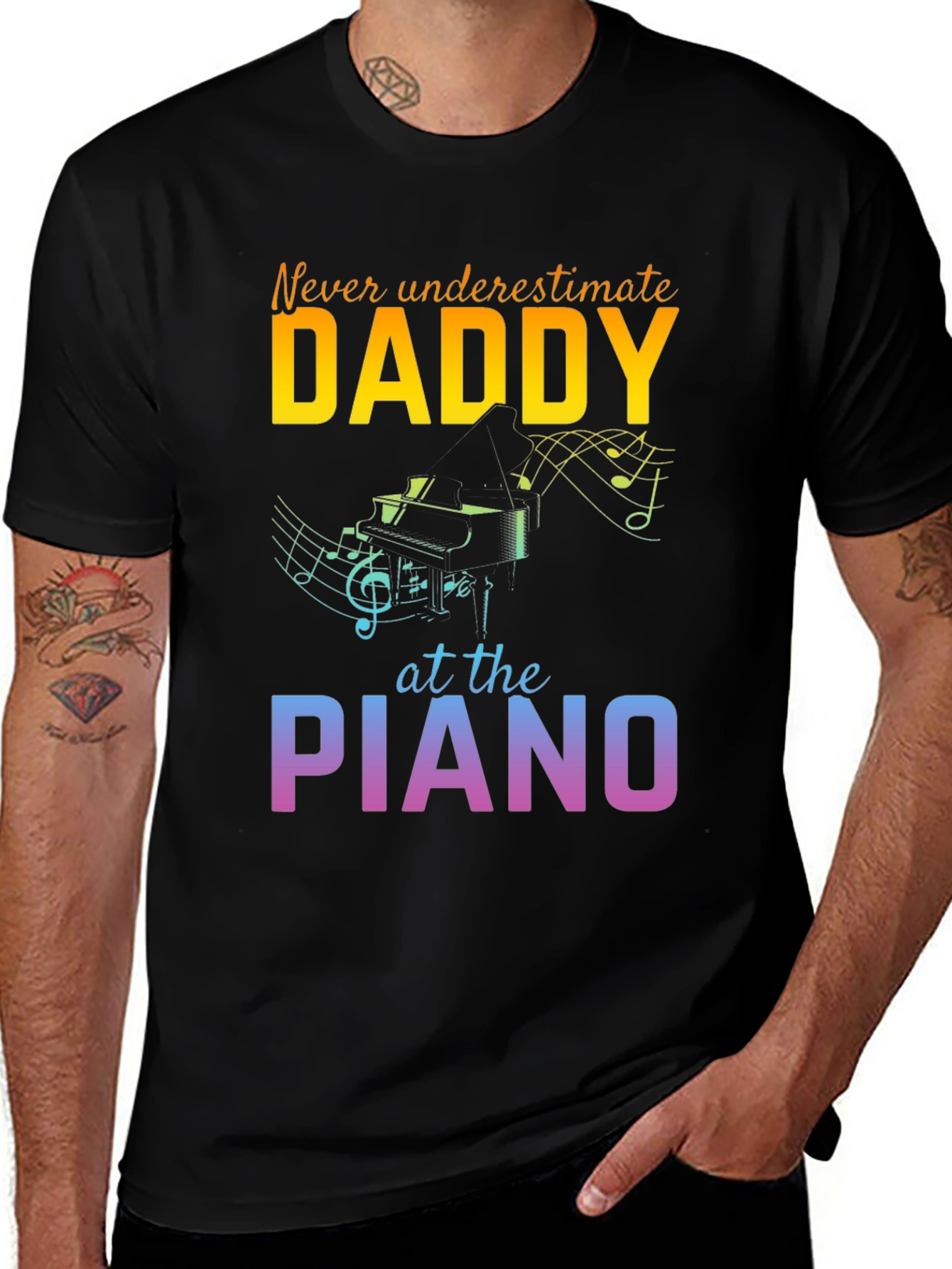 Never Underestimate Daddy Piano T-Shirt