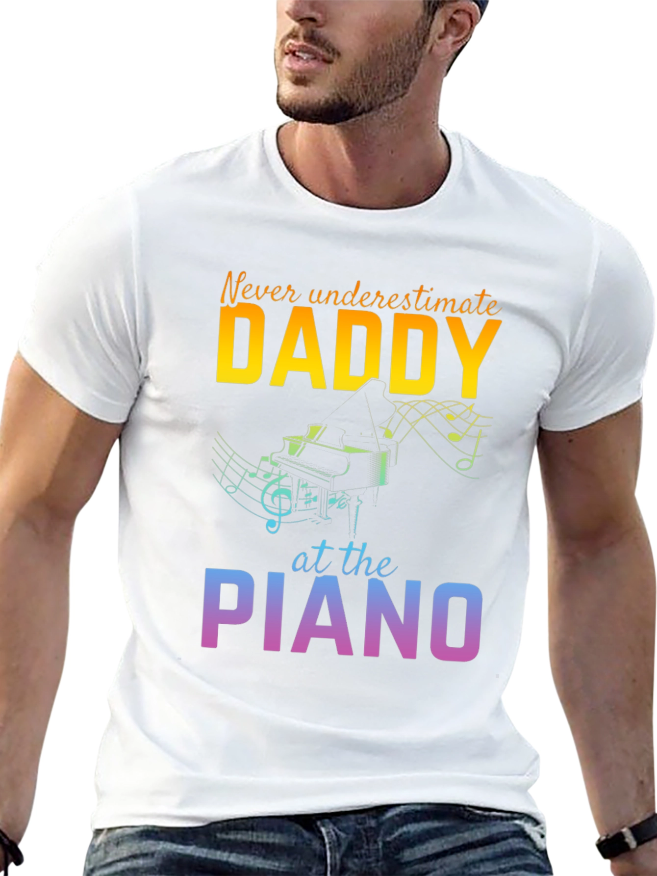 Never Underestimate Daddy Piano T-Shirt
