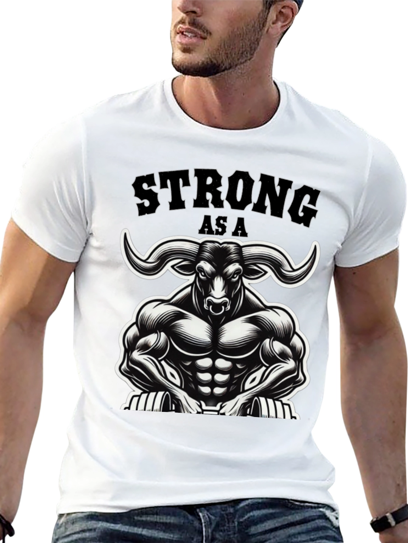 Strong As A Bull Graphic T-Shirt - Muscle Design