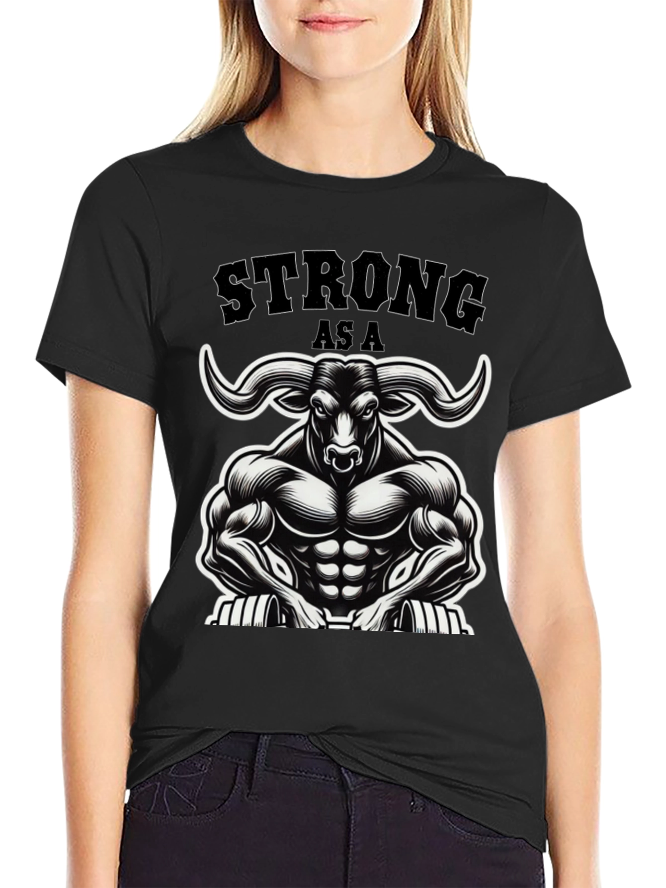 Strong As A Bull Graphic T-Shirt - Muscle Design