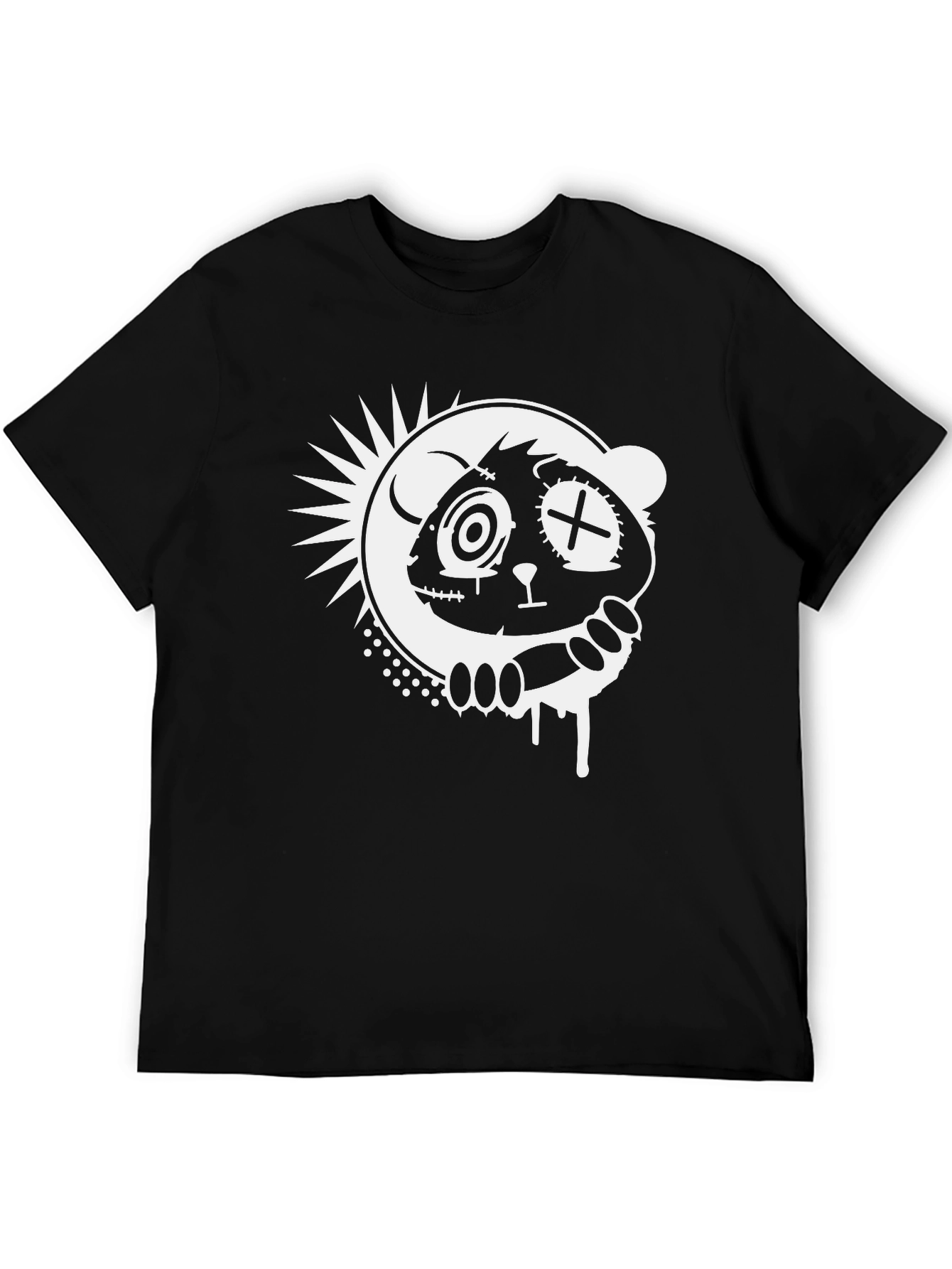 Black T-Shirt with Graphic Panda Design