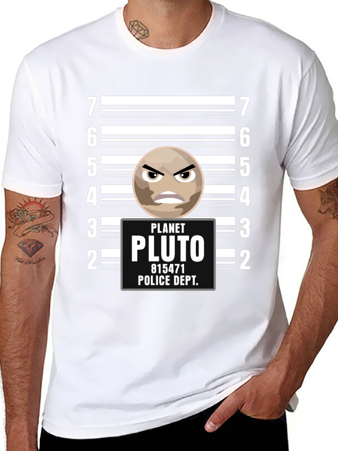 Planet Pluto Police Dept. Funny Graphic Tee