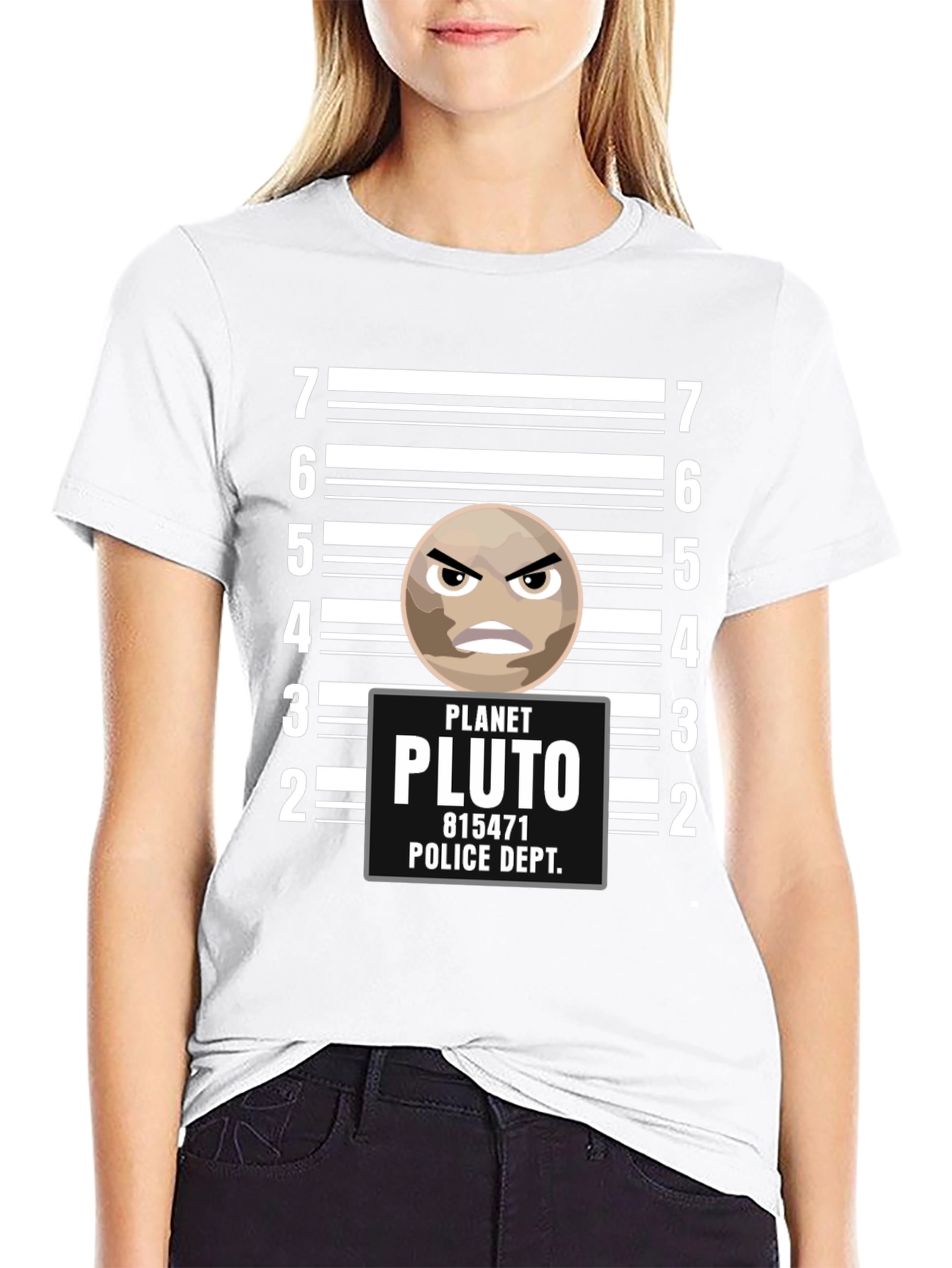 Planet Pluto Police Dept. Funny Graphic Tee