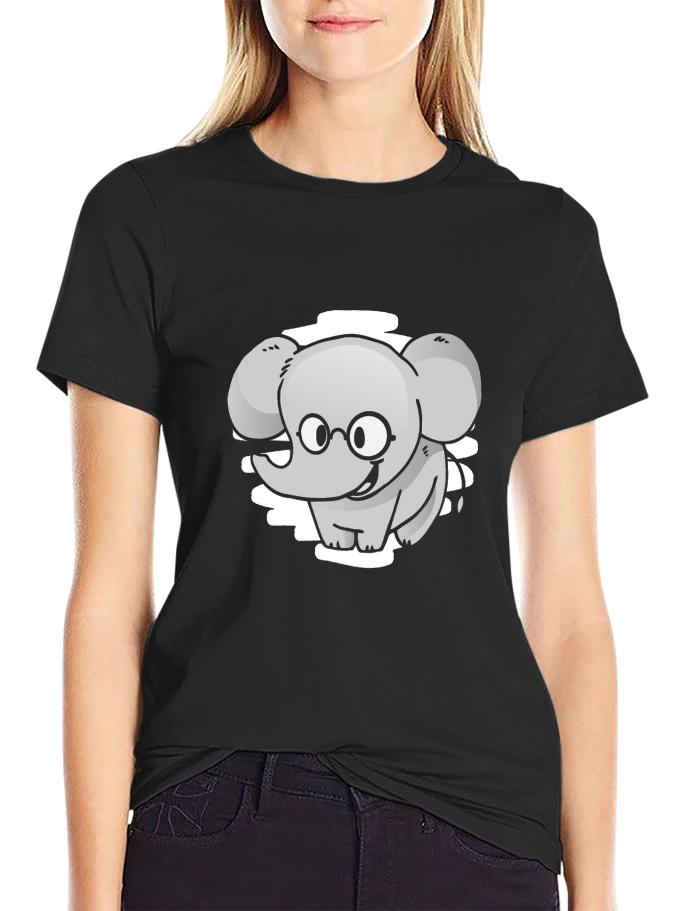 Cute Elephant Cartoon Graphic Tee