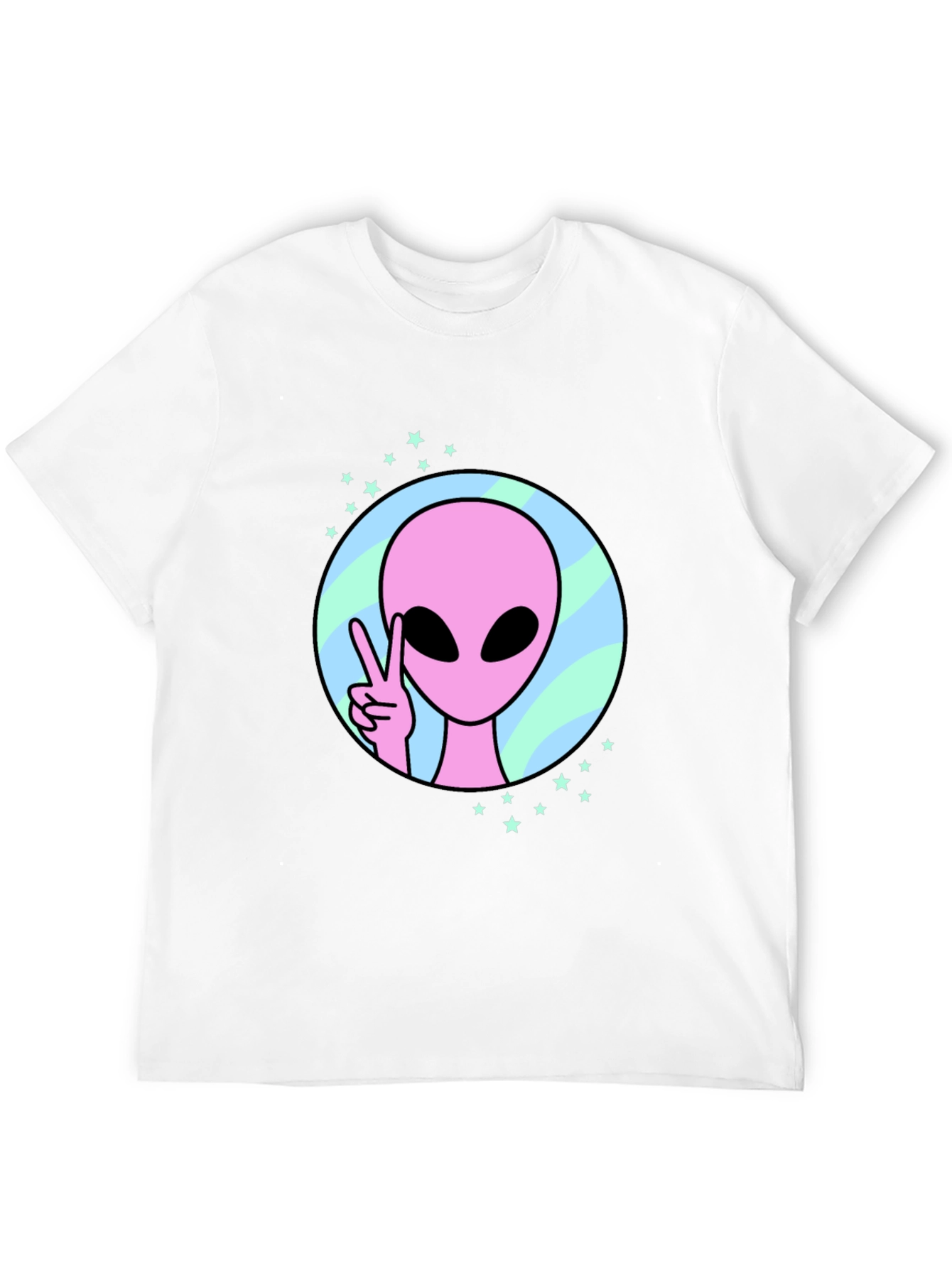 Peace Alien Graphic Tee - Black Cotton Shirt