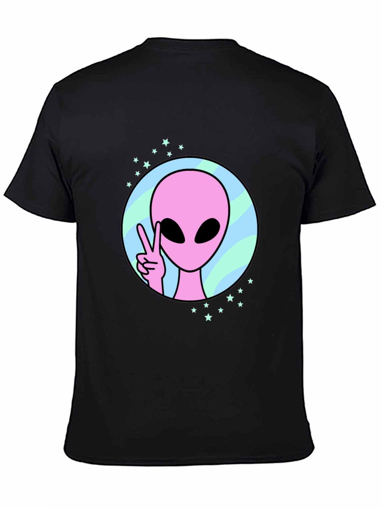 Peace Alien Graphic Tee - Black Cotton Shirt