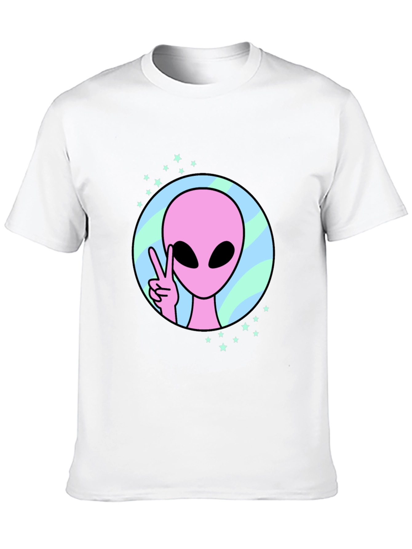 Peace Alien Graphic Tee - Black Cotton Shirt