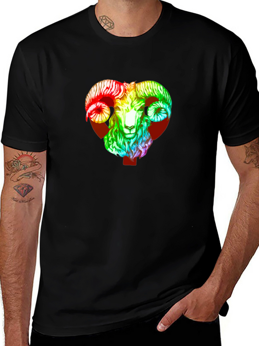 Rainbow Ram Graphic Tee - Black Unisex T-Shirt