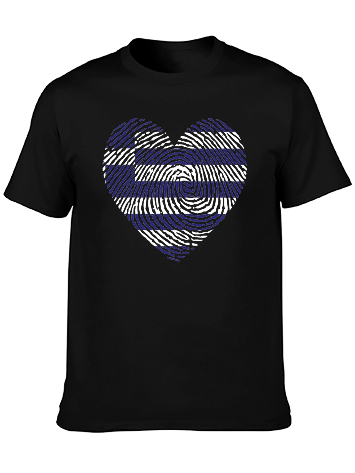 Greece Flag Heart Fingerprint T-Shirt