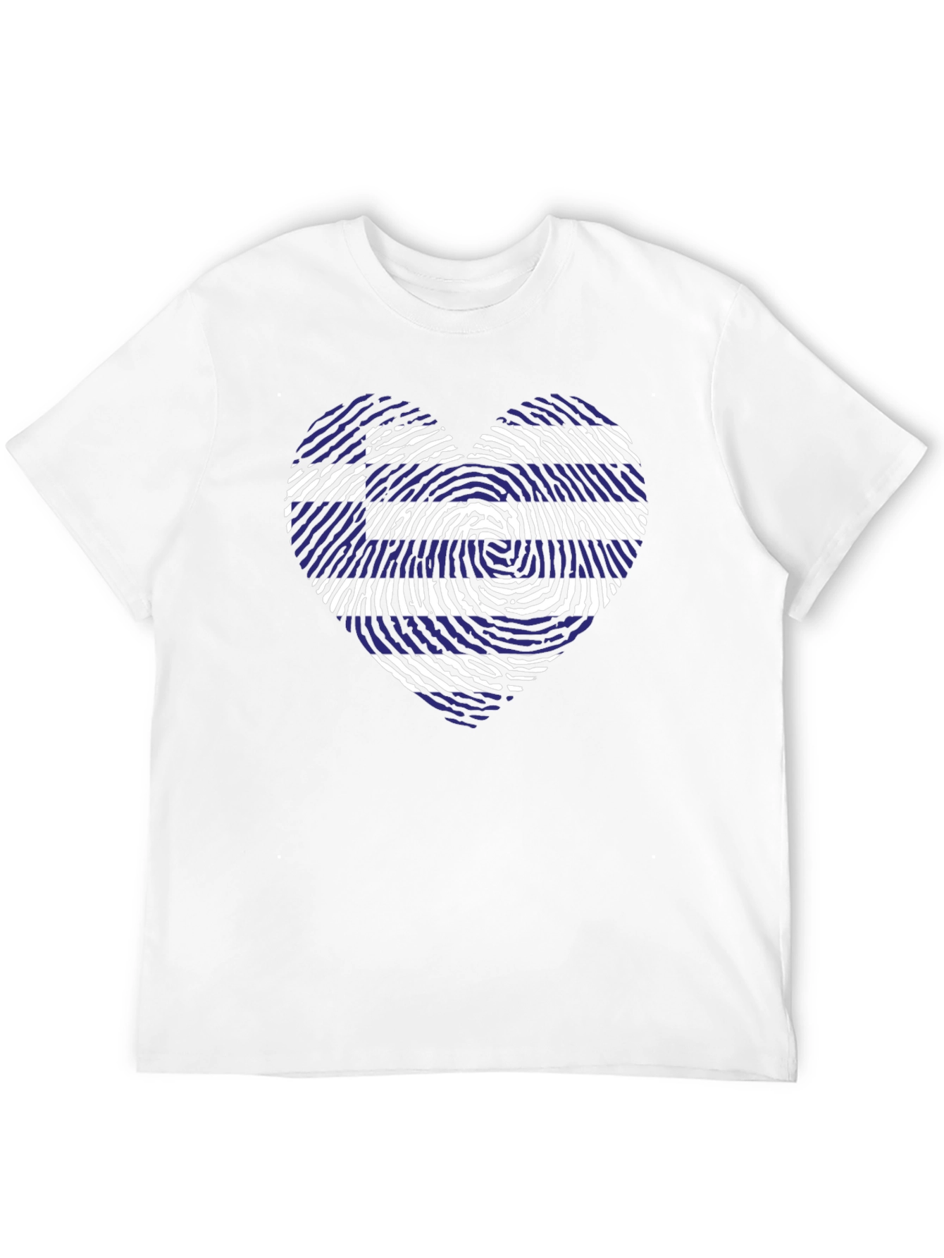 Greece Flag Heart Fingerprint T-Shirt