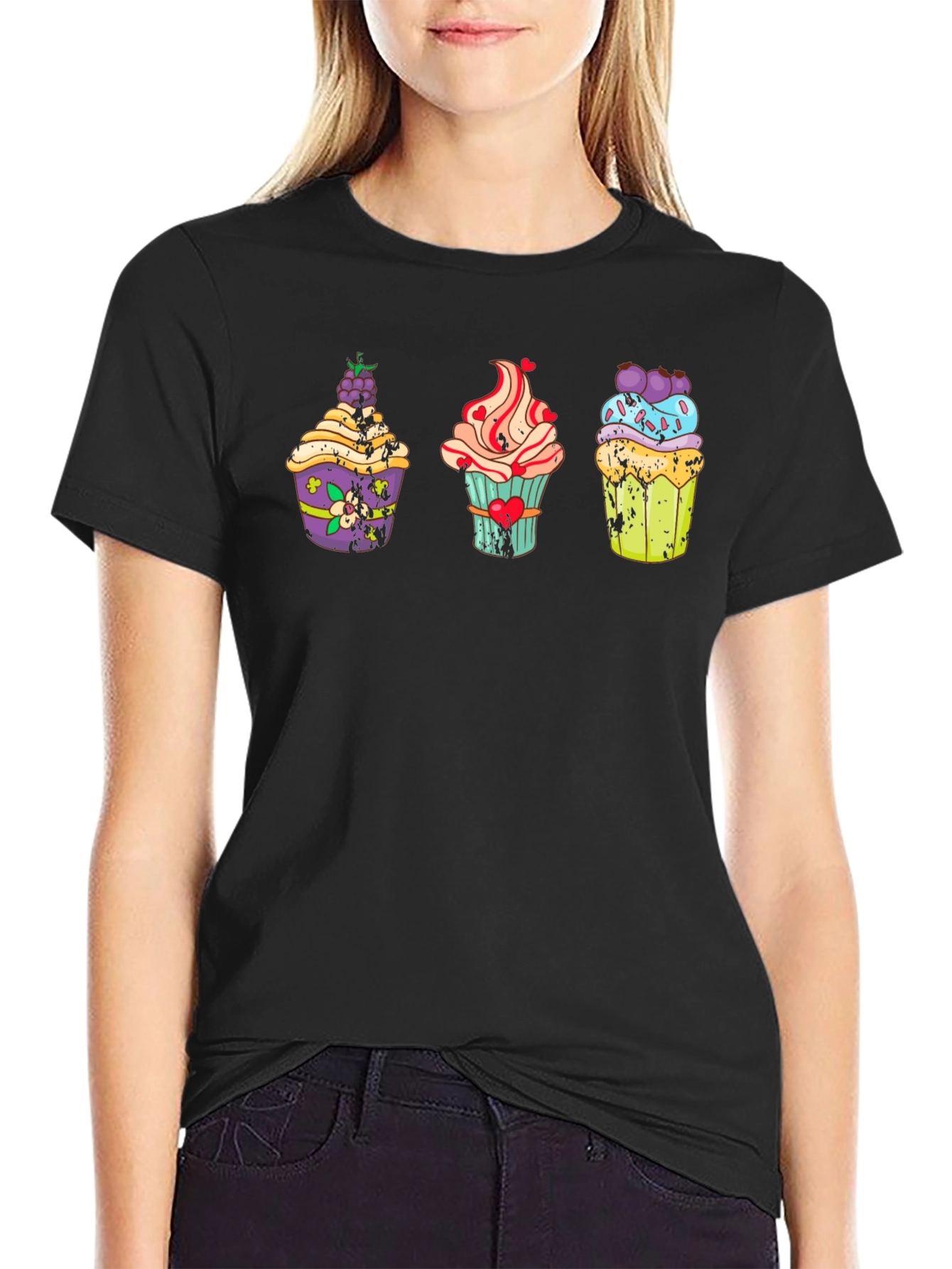 Cupcake Graphic T-Shirt - Unique Dessert Design Tee