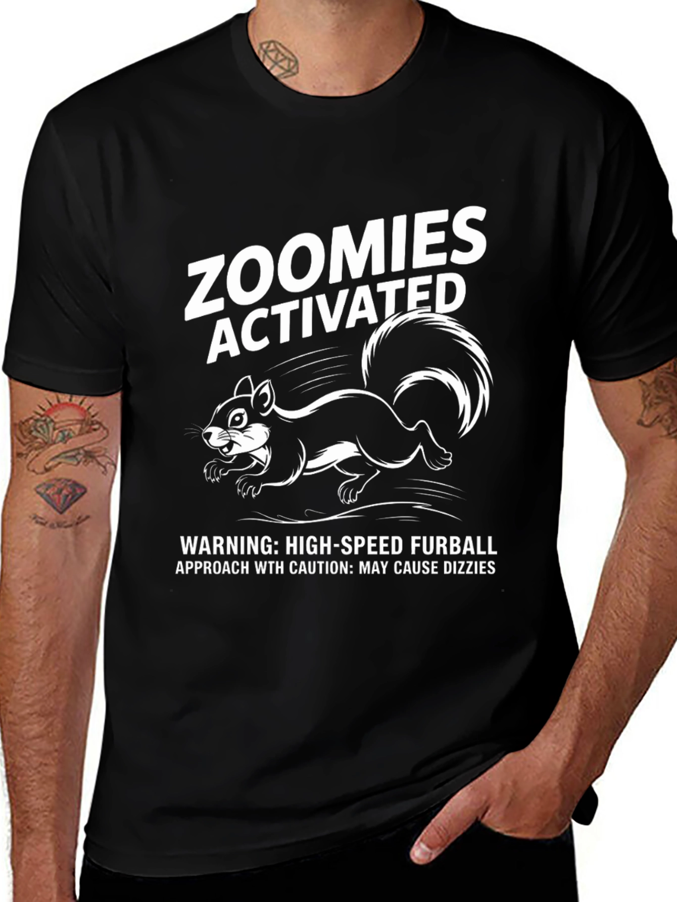 Zoomies Activated Squirrel Graphic Tee - Furball Warning!