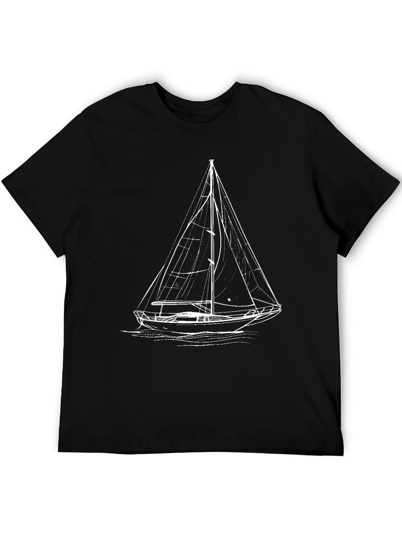 Nautical Sailboat T-Shirt - Black Cotton Tee