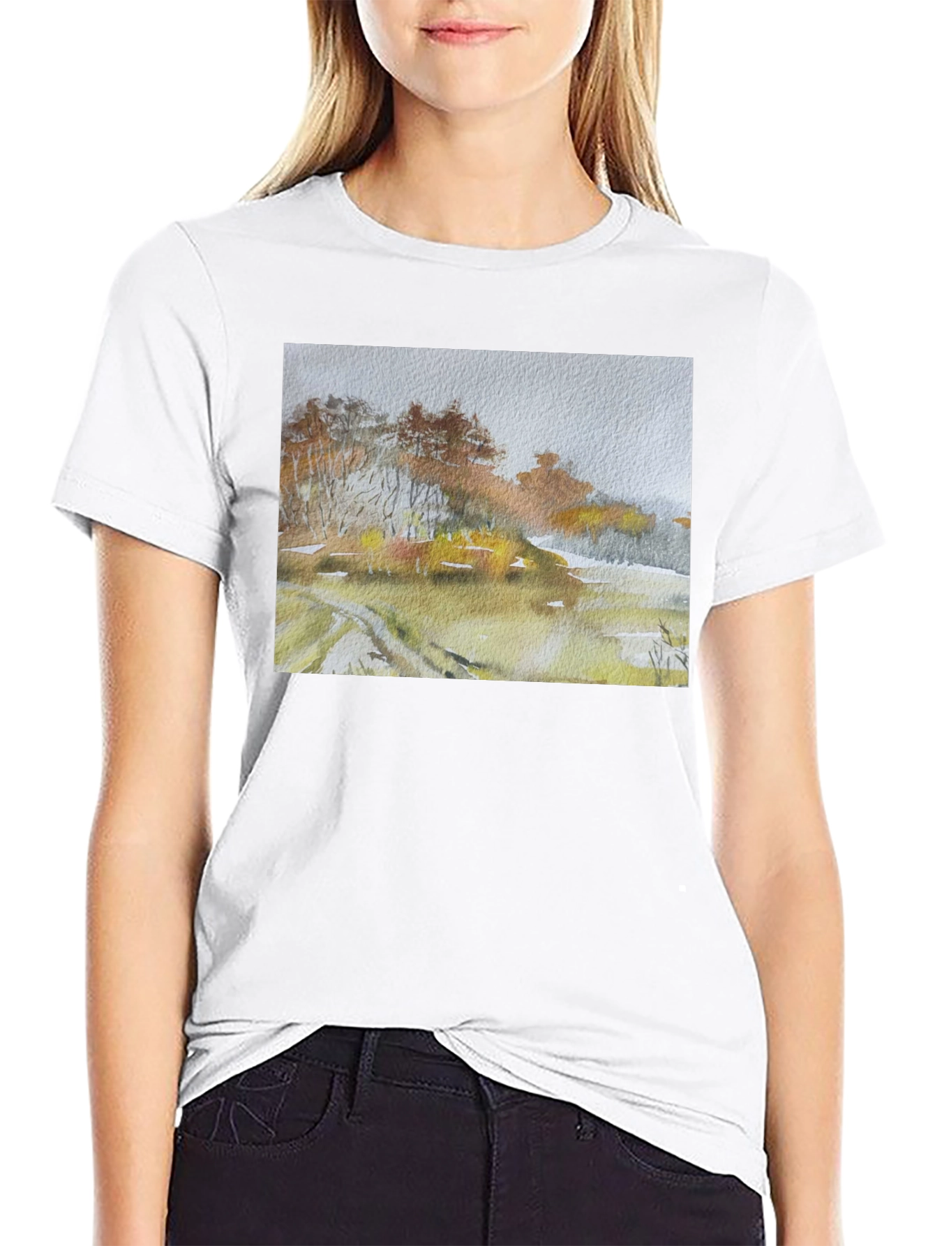 Watercolor Landscape Print Tee