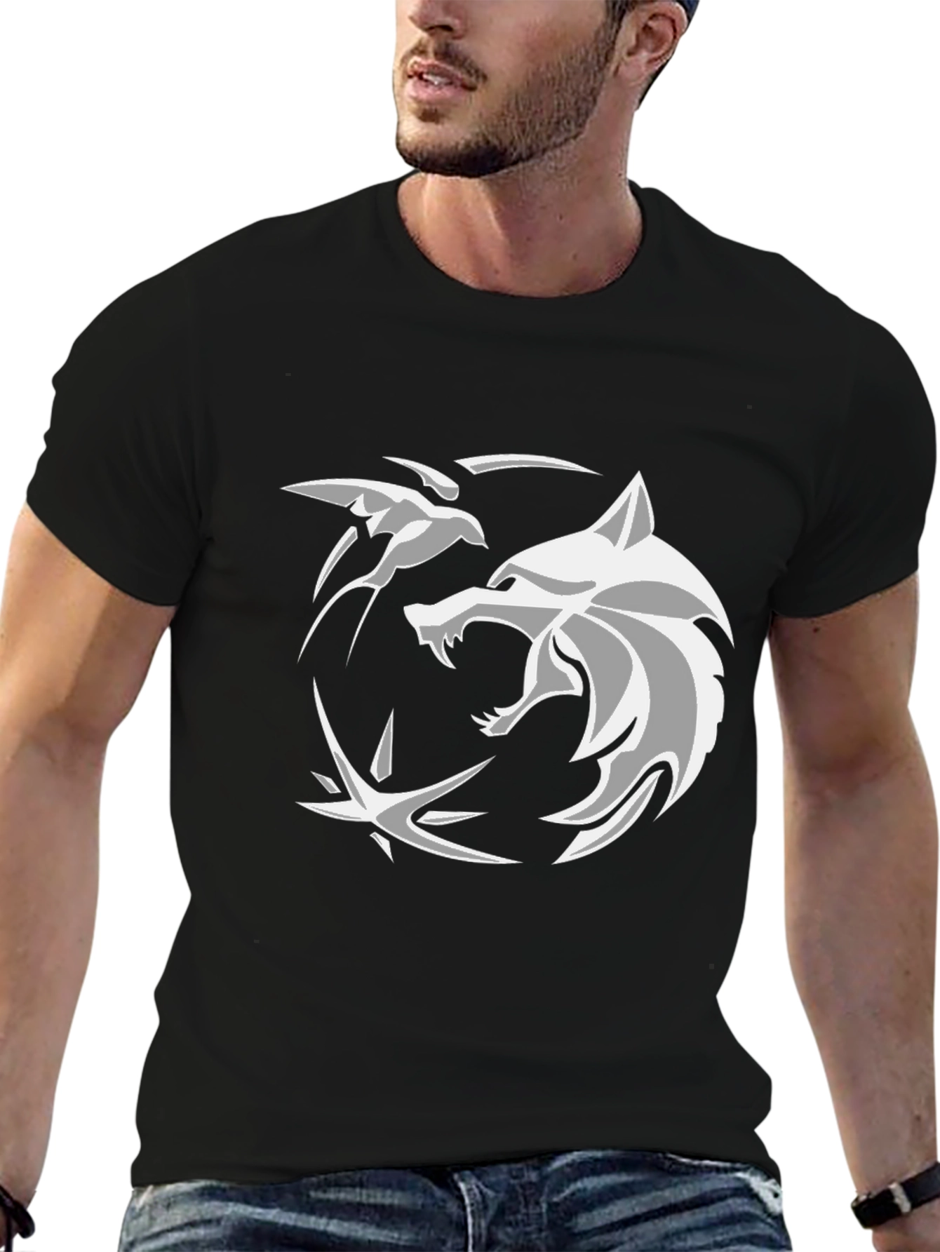 Witcher Wolf T-Shirt - Black Cotton