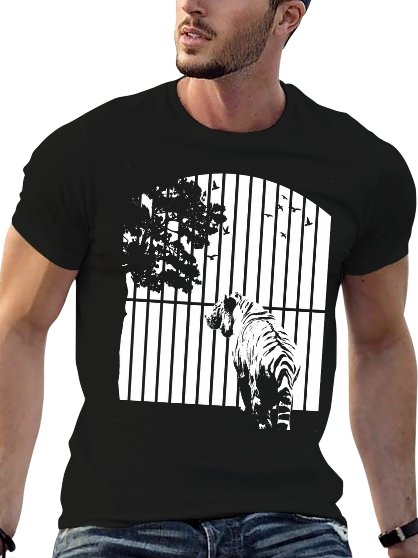 Tiger Behind Bars Graphic Tee