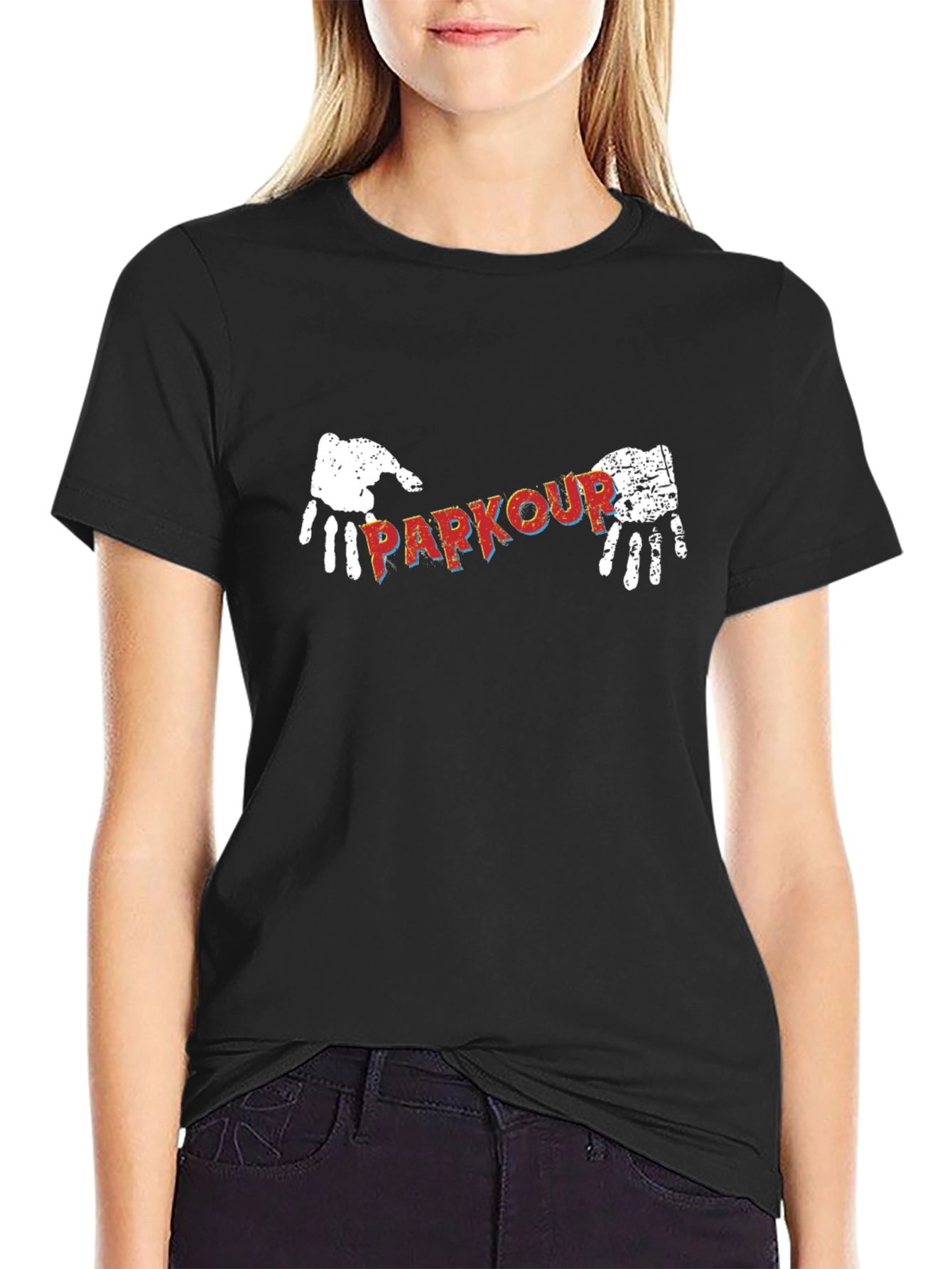 Parkour Graphic Print Black T-Shirt