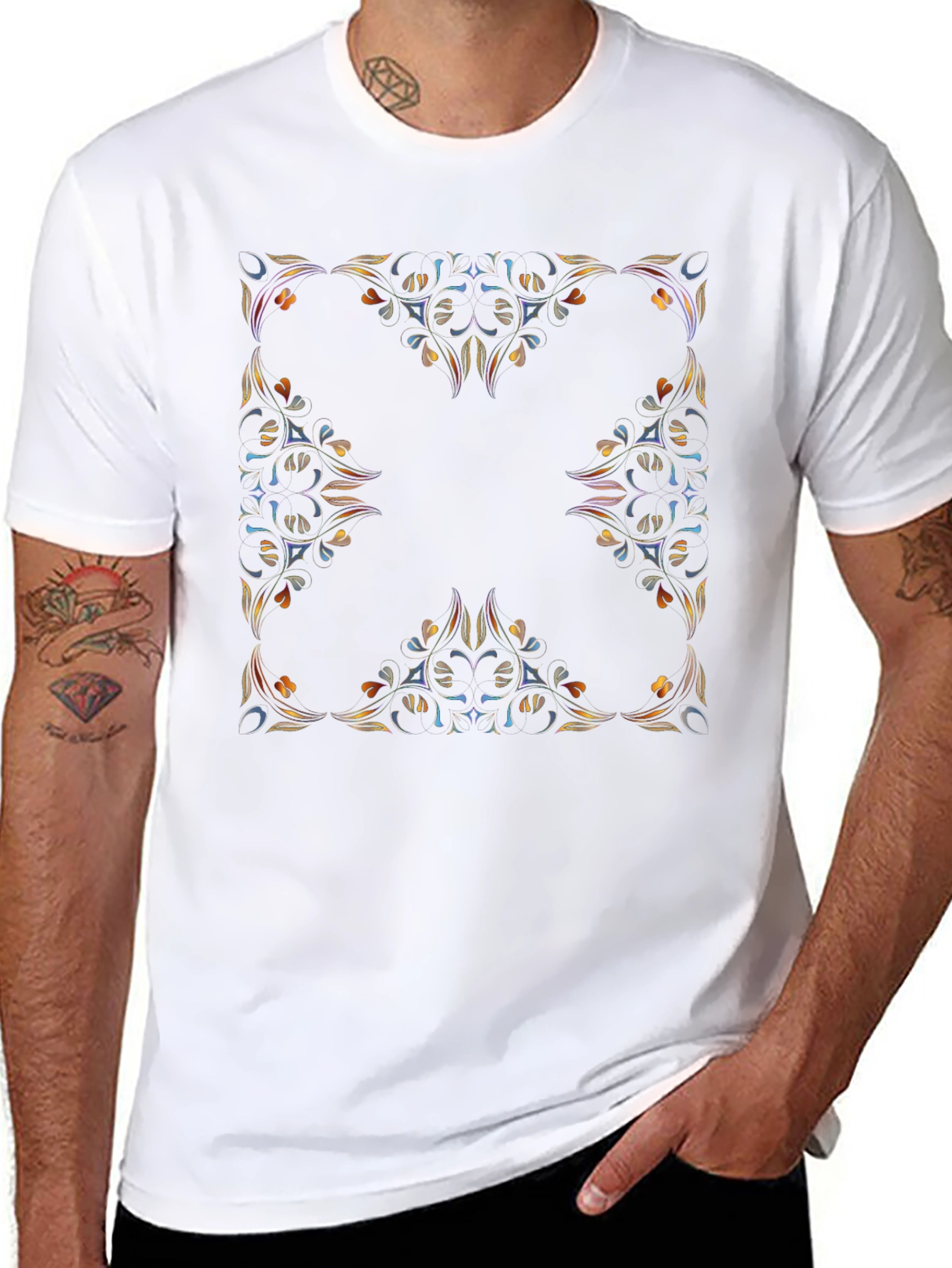Floral Frame Black Tee