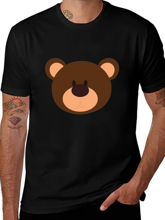Cute Cartoon Bear Graphic Black T-Shirt