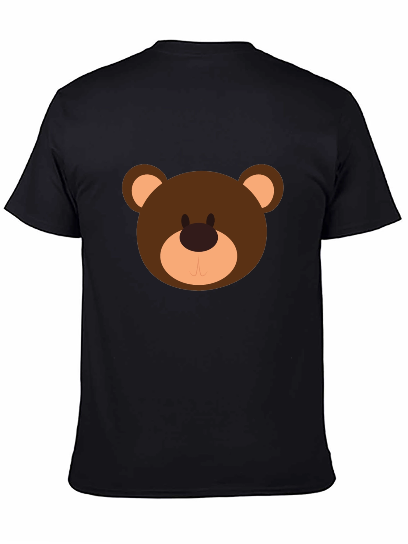 Cute Cartoon Bear Graphic Black T-Shirt
