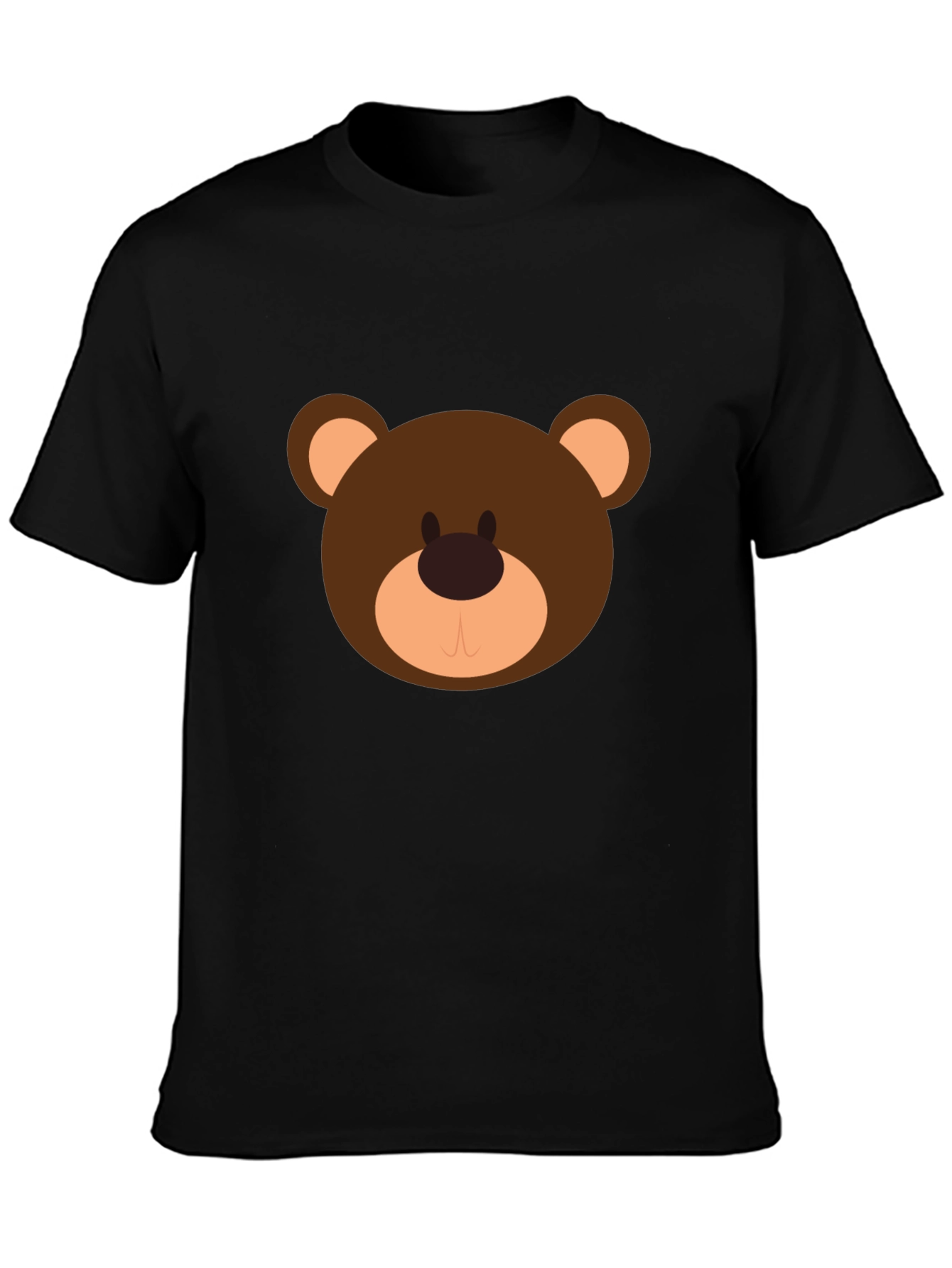 Cute Cartoon Bear Graphic Black T-Shirt