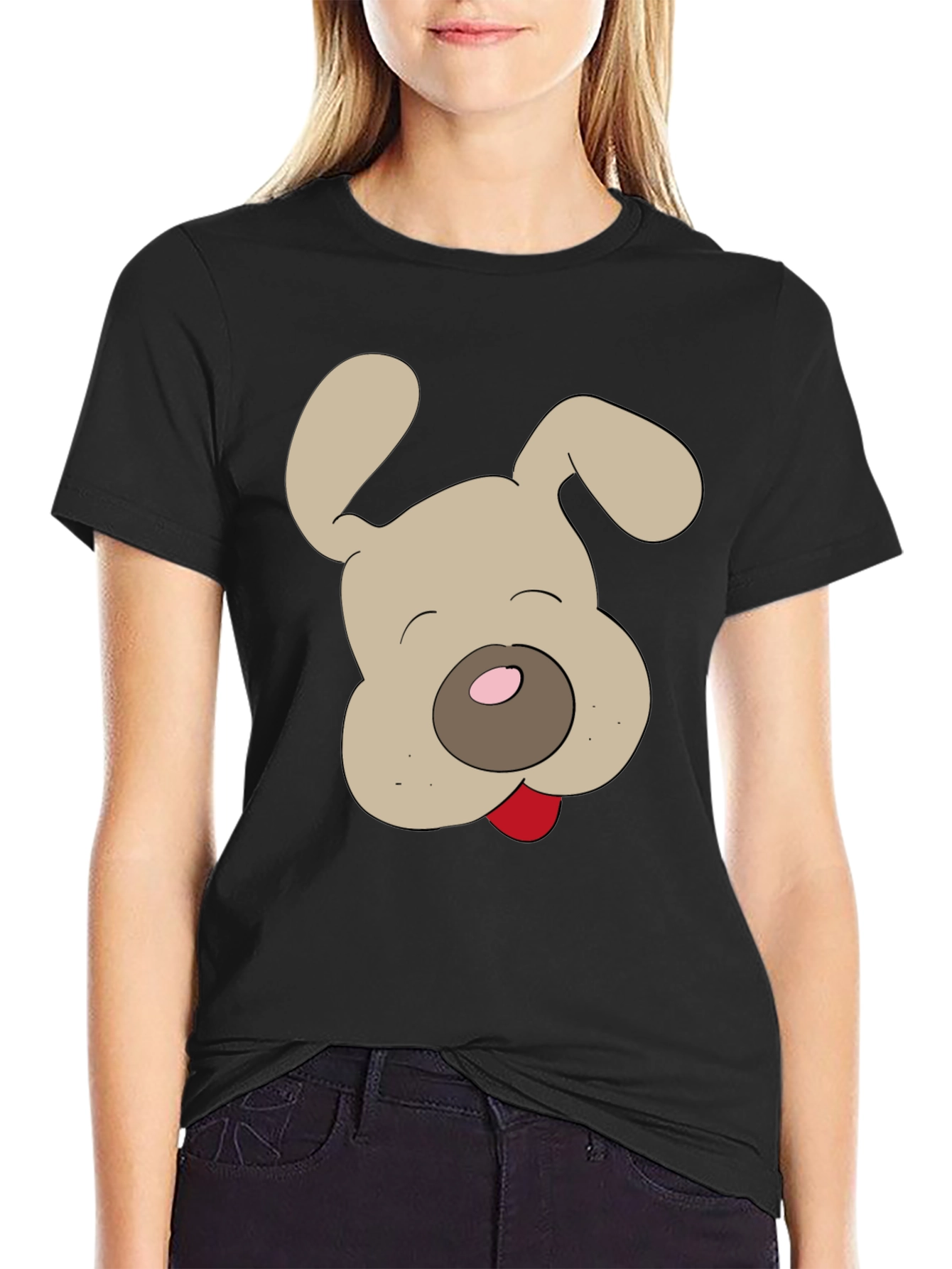 Dog Cartoon Graphic Tee - Mens Black T-Shirt