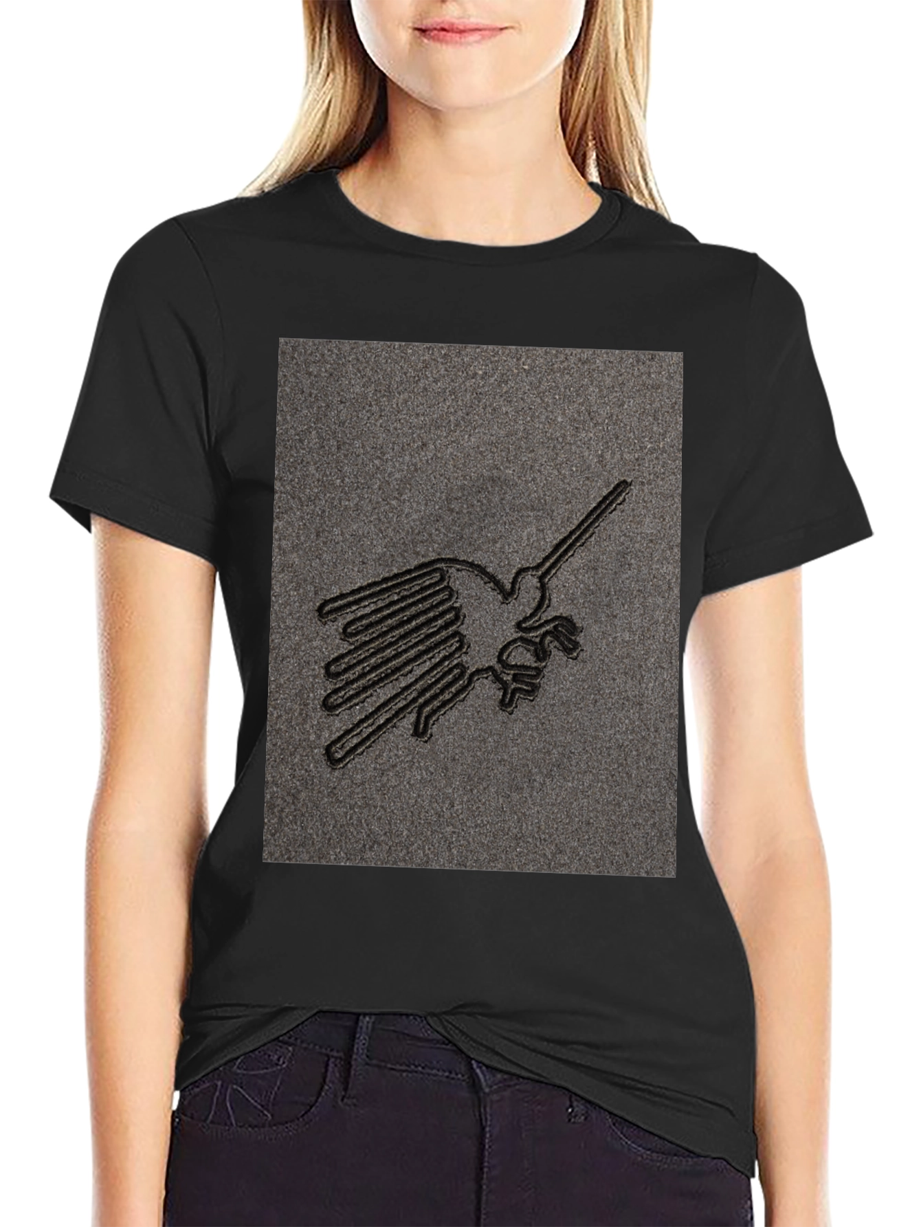 Nazca Lines Bird T-Shirt - Graphic Tee - Black