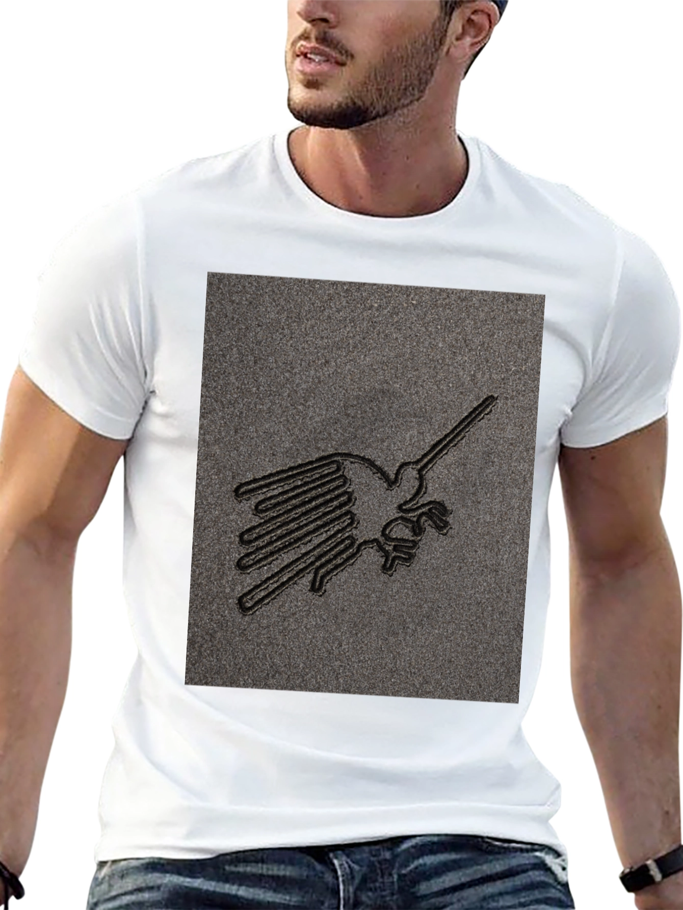 Nazca Lines Bird T-Shirt - Graphic Tee - Black
