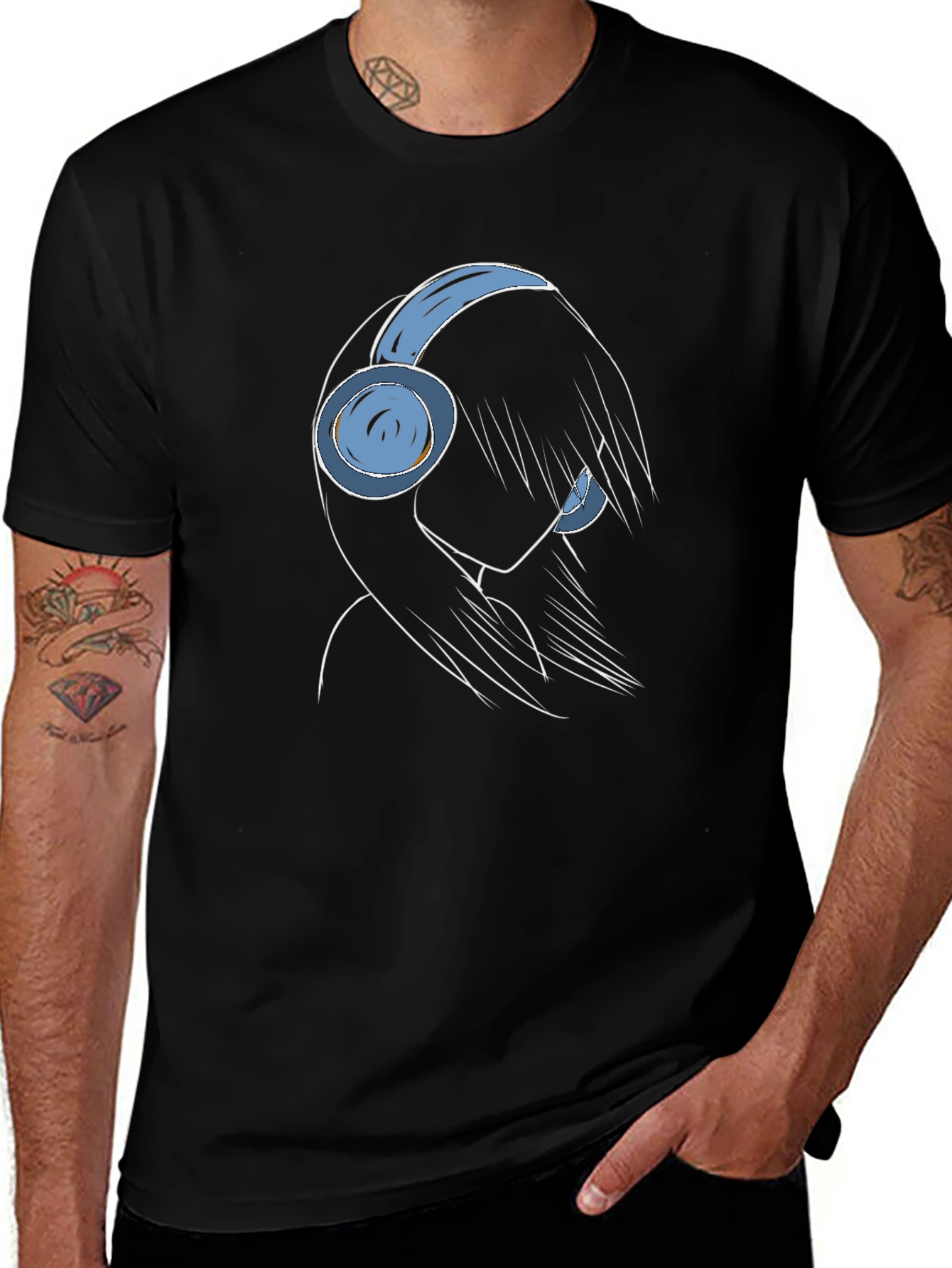 Headphone Girl Graphic Tee - Trendy Anime Style Shirt