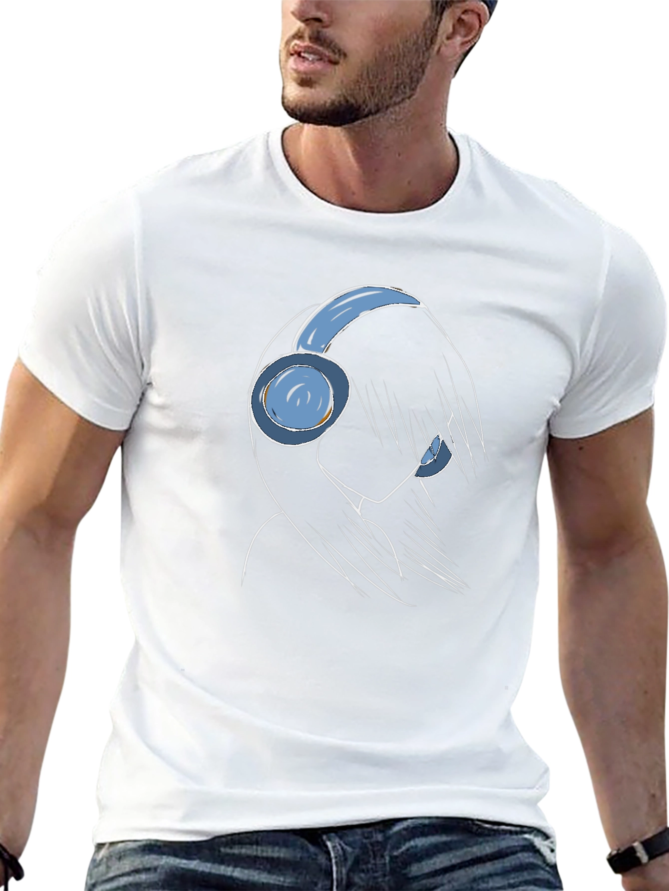 Headphone Girl Graphic Tee - Trendy Anime Style Shirt