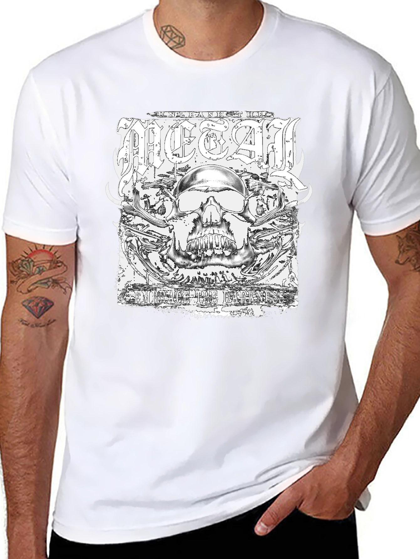 Metal Skull Graphic Black T-Shirt