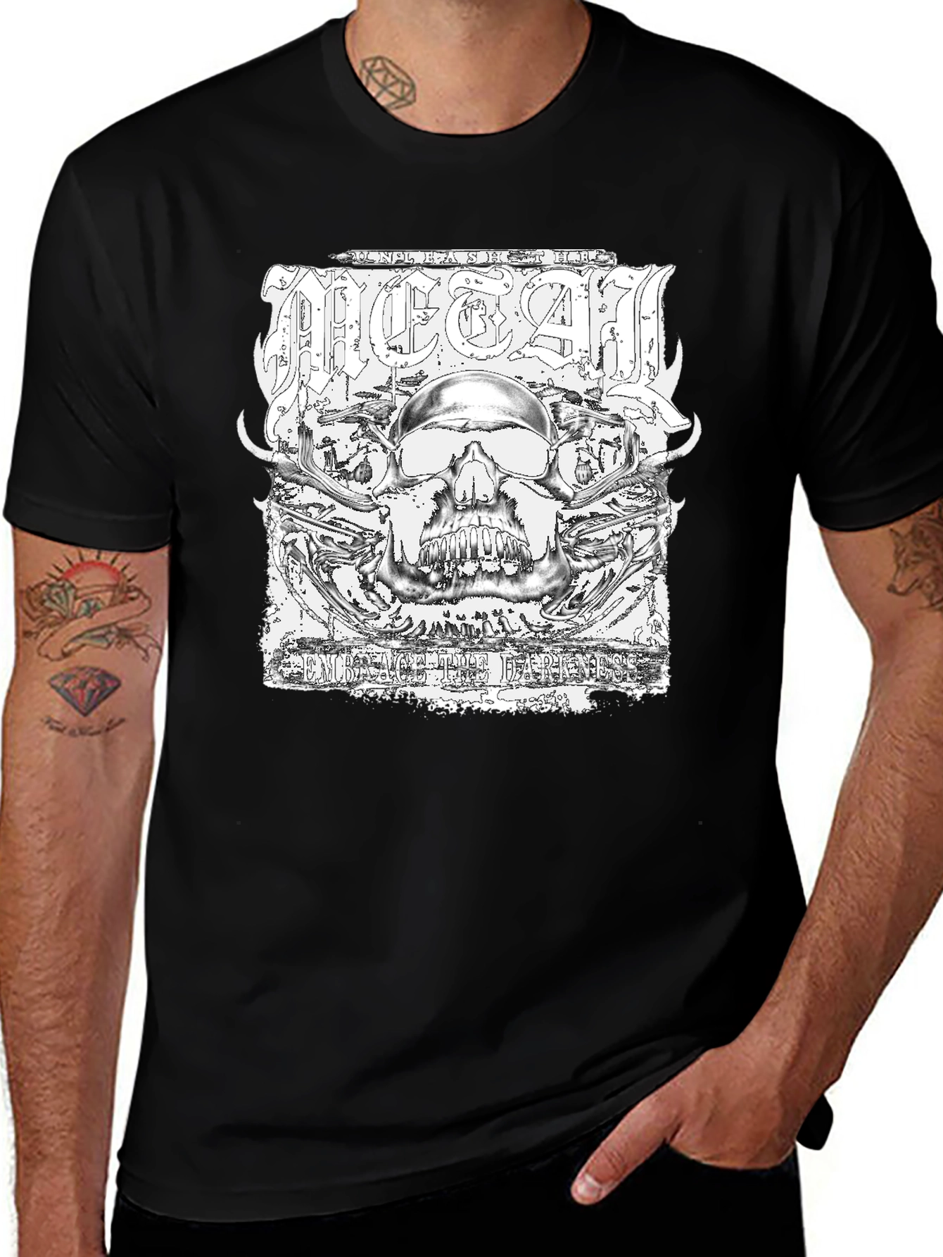 Metal Skull Graphic Black T-Shirt