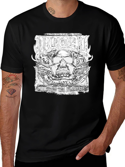 Metal Skull Graphic Black T-Shirt