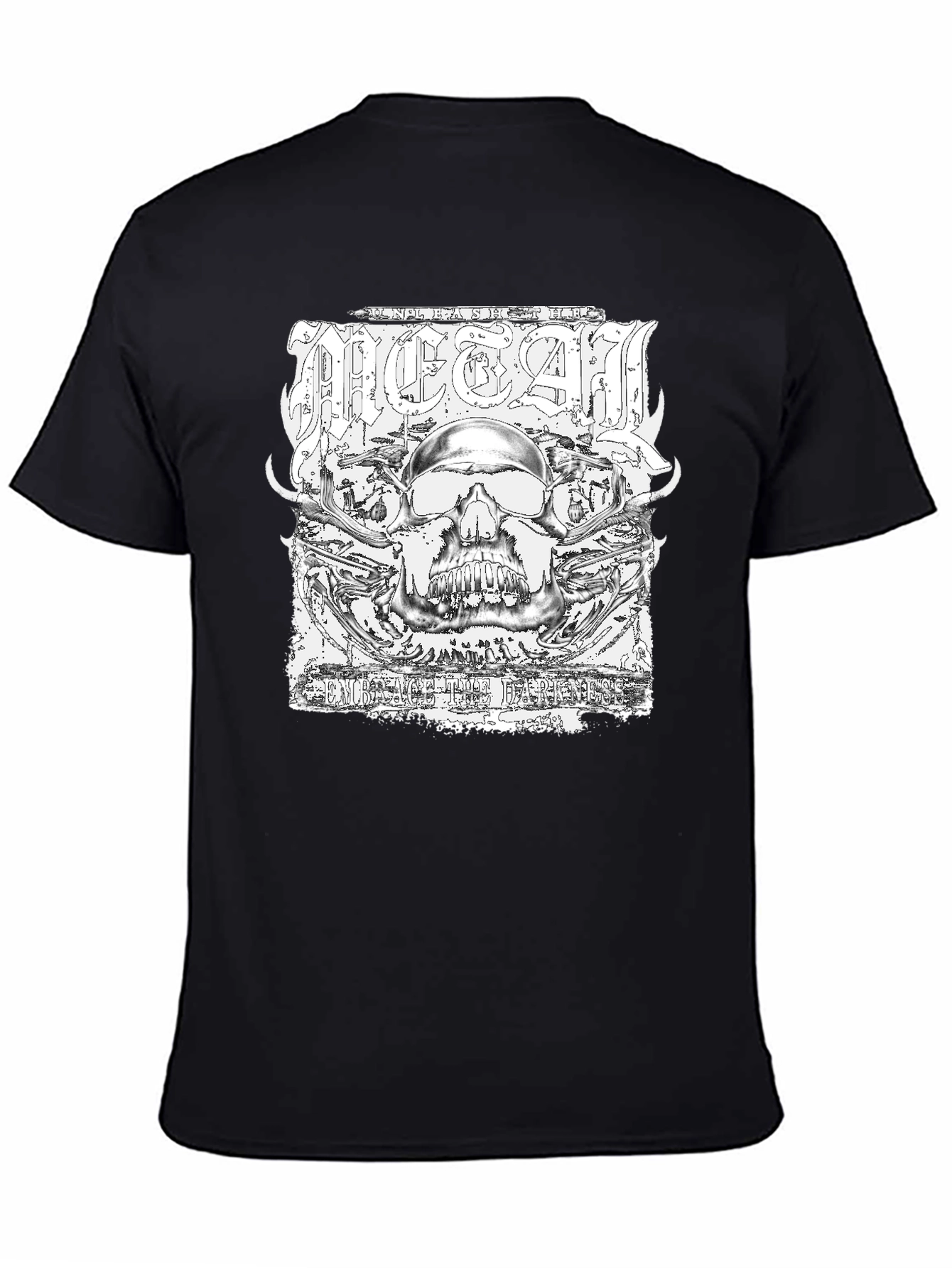 Metal Skull Graphic Black T-Shirt