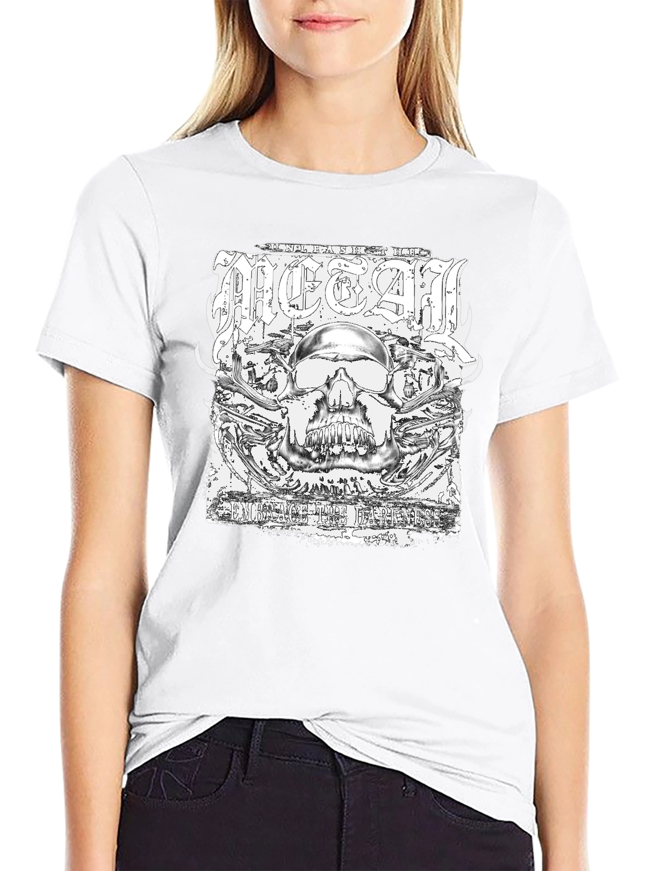Metal Skull Graphic Black T-Shirt