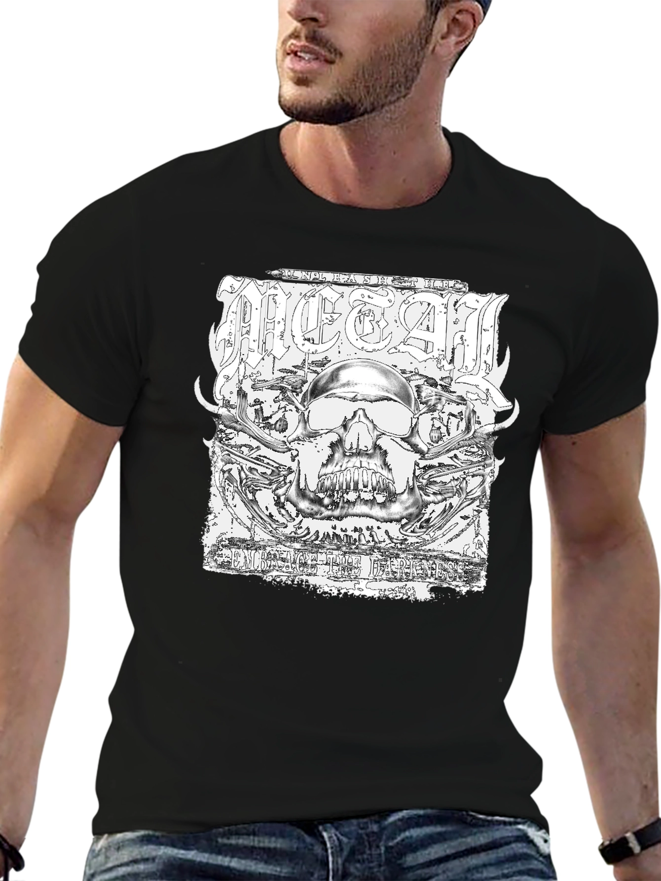 Metal Skull Graphic Black T-Shirt