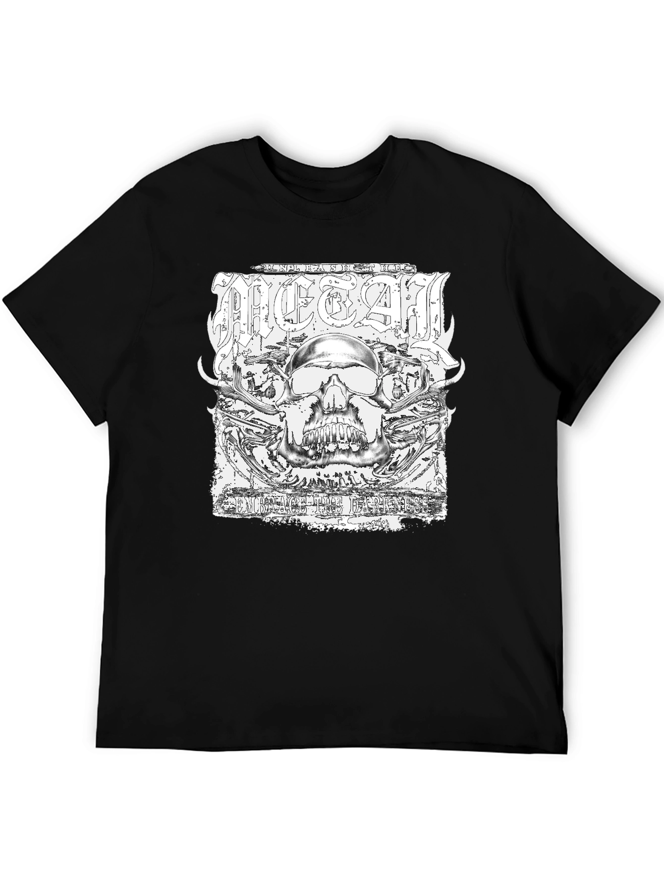 Metal Skull Graphic Black T-Shirt