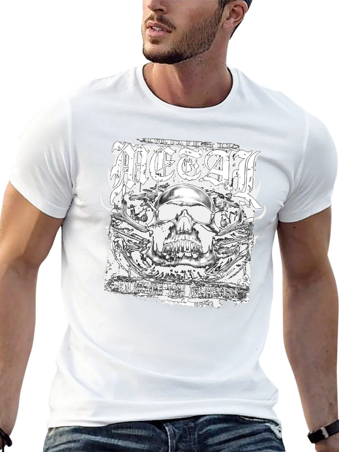 Metal Skull Graphic Black T-Shirt