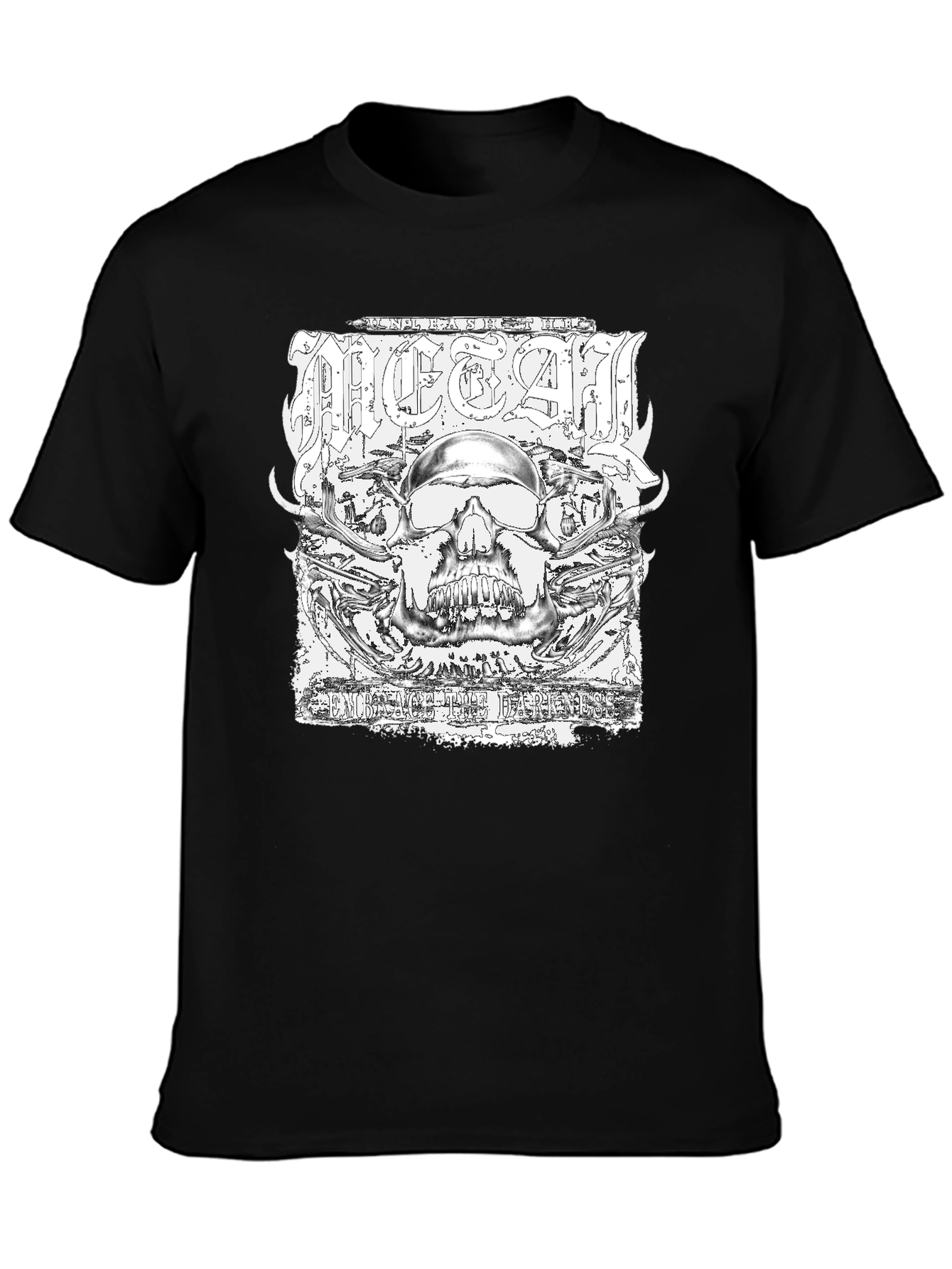 Metal Skull Graphic Black T-Shirt